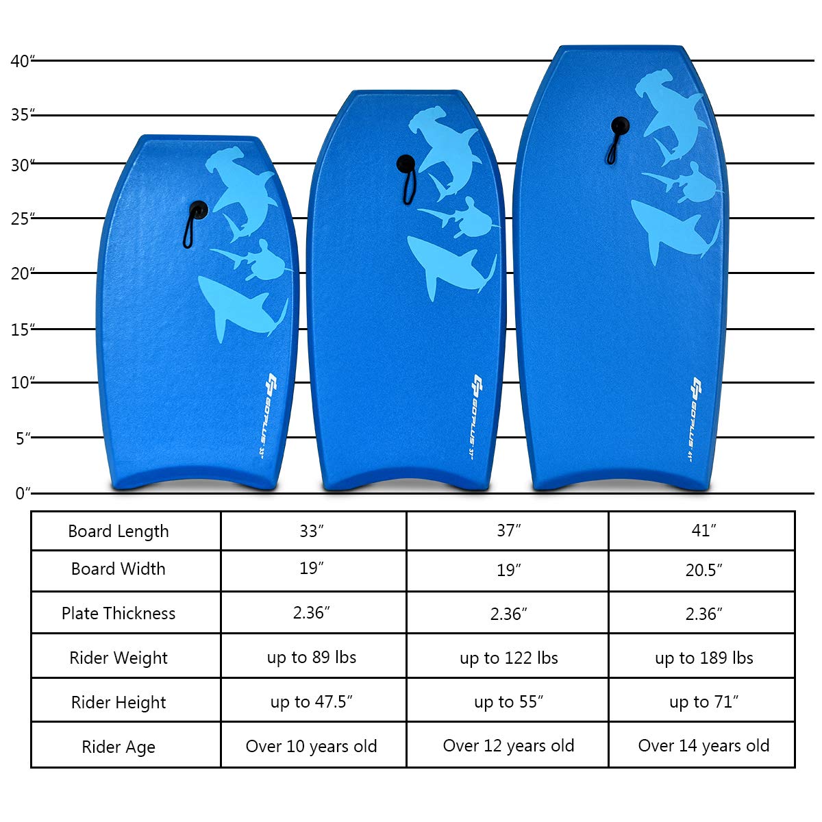 COSTWAY Tavola da Surf 33"/37"/41", Tavola Surf Bambini e Adulti in XPE, EPS e HDPE, Tavoletta Mare con Leash per Polso, Portata 85 kg