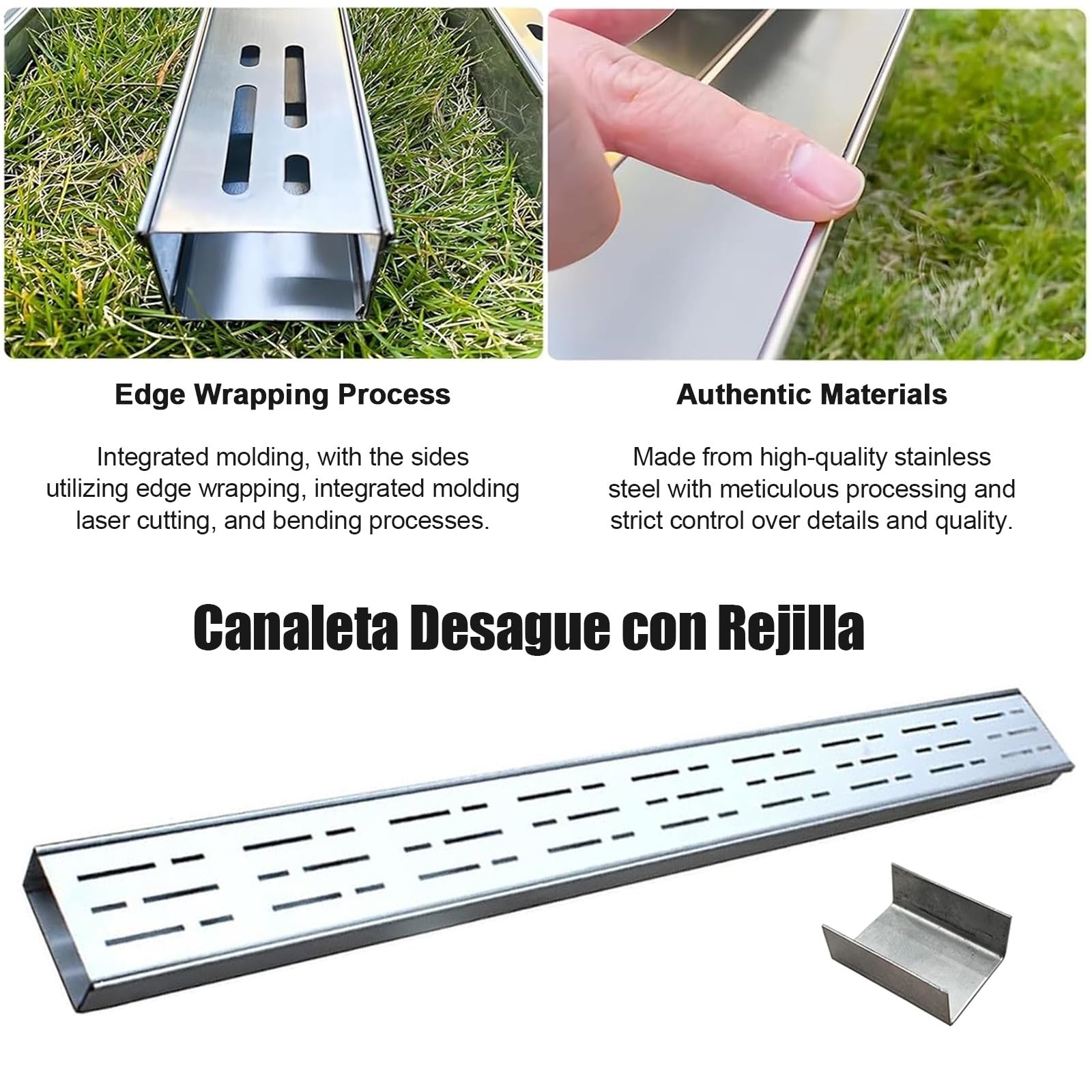 Canaleta de Ducha, Desague deDucha Rectangular de Acero Inoxidable con Tapa de Rejilla Extraíble y Filtro, Drenaje Rápido, Sumidero Ducha for Baño, Cocina, Balcón(H8*W5CM/H3.15*W1.96IN)
