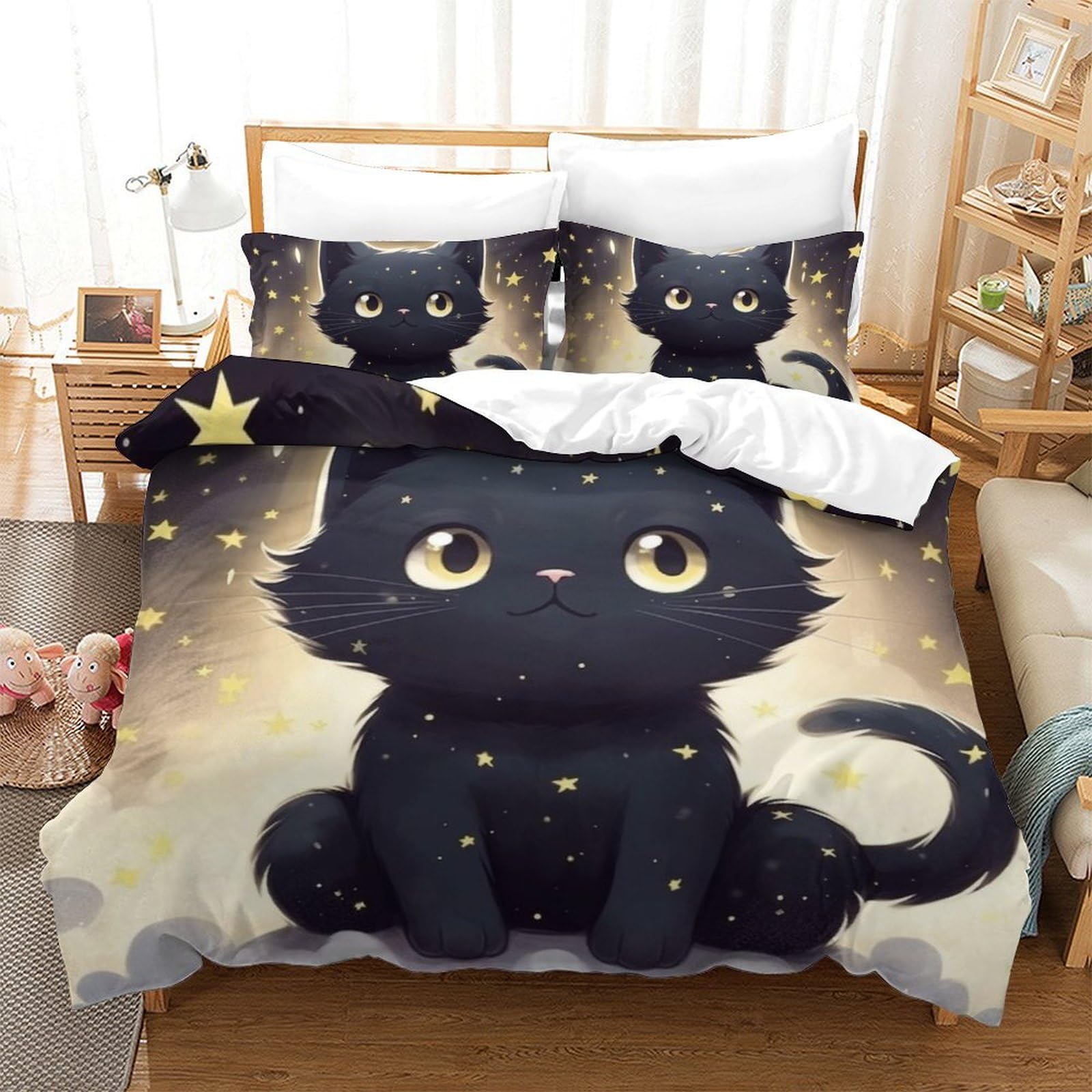 Parure de lit chat 3D pour une chambre à coucher cocooning et chaleureuse