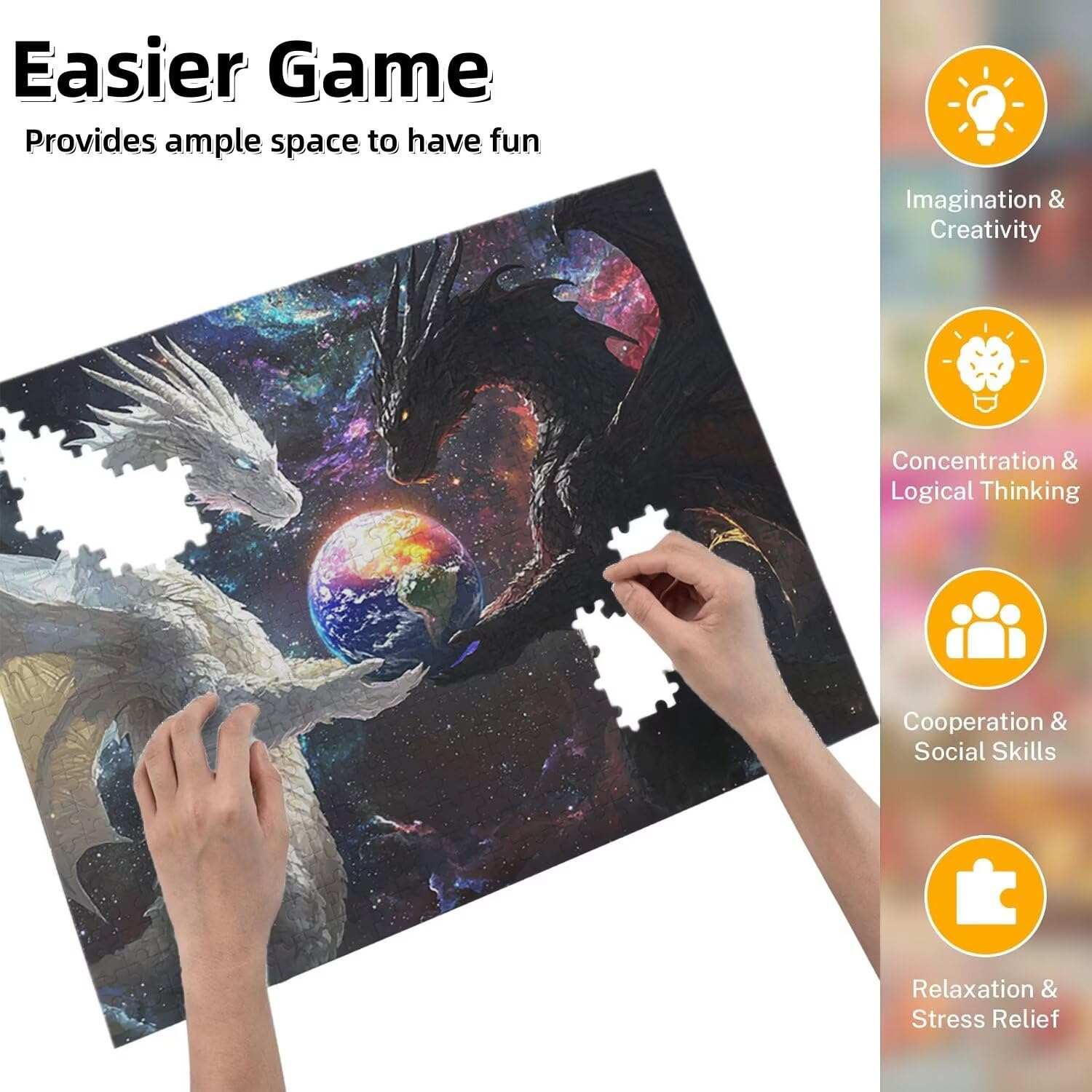 Jigsaw Puzzle, 1000 Pezzi Puzzle Classici, Terra Puzzle Rilassamento Intelligence, Mpossibile Difficile Puzzle Impegnativo per Adulti Puzzle Gioco Familiare, Regalo per Amore Amico Dragone fr0-905