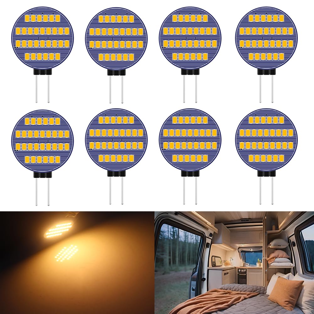 Photo 1 of BlyilyB 8-Pack G4 LED Bulbs, 2016-30SMD, Warm White, DC12V
