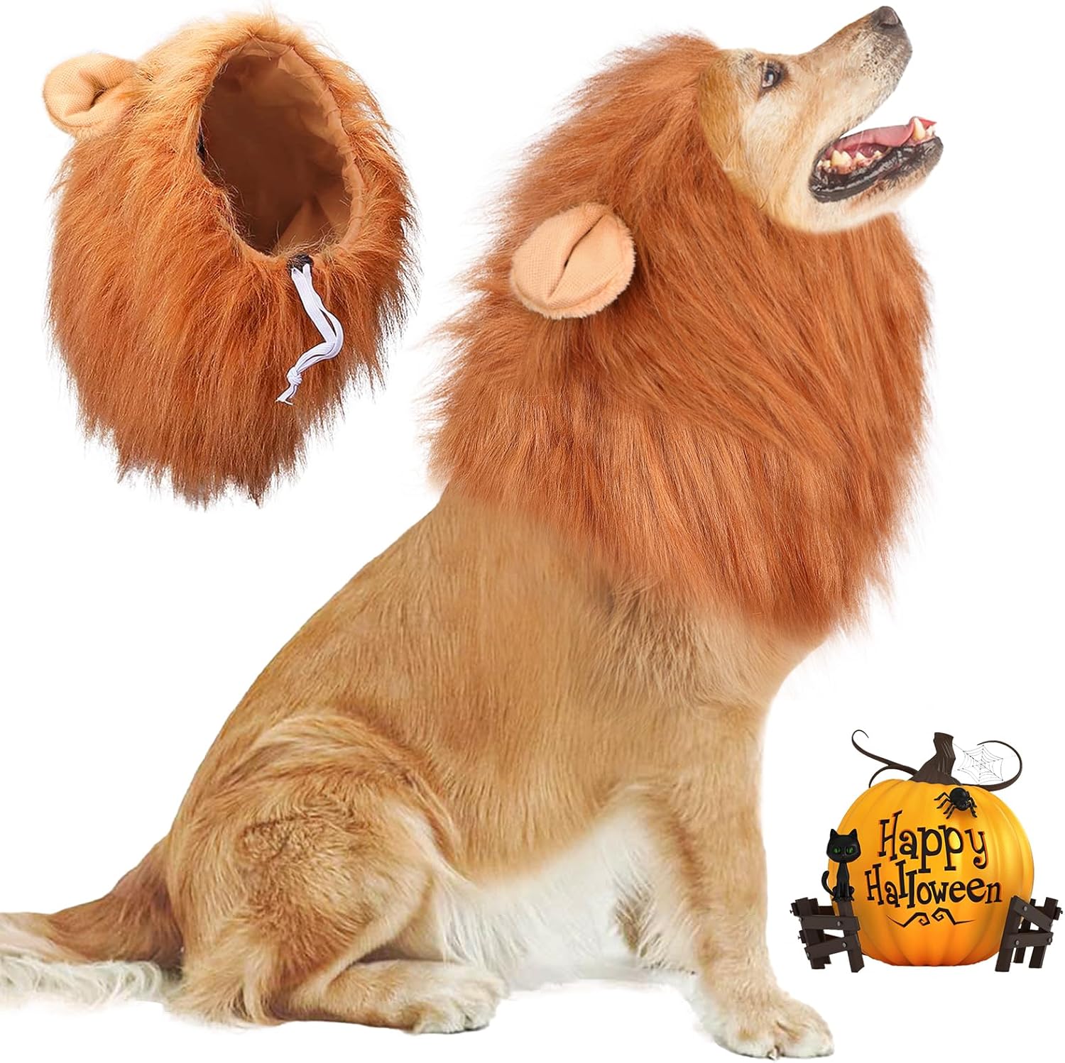 Melenas de León para Perro, Disfraz de León Ajustable para Perros Medianos y Grandes