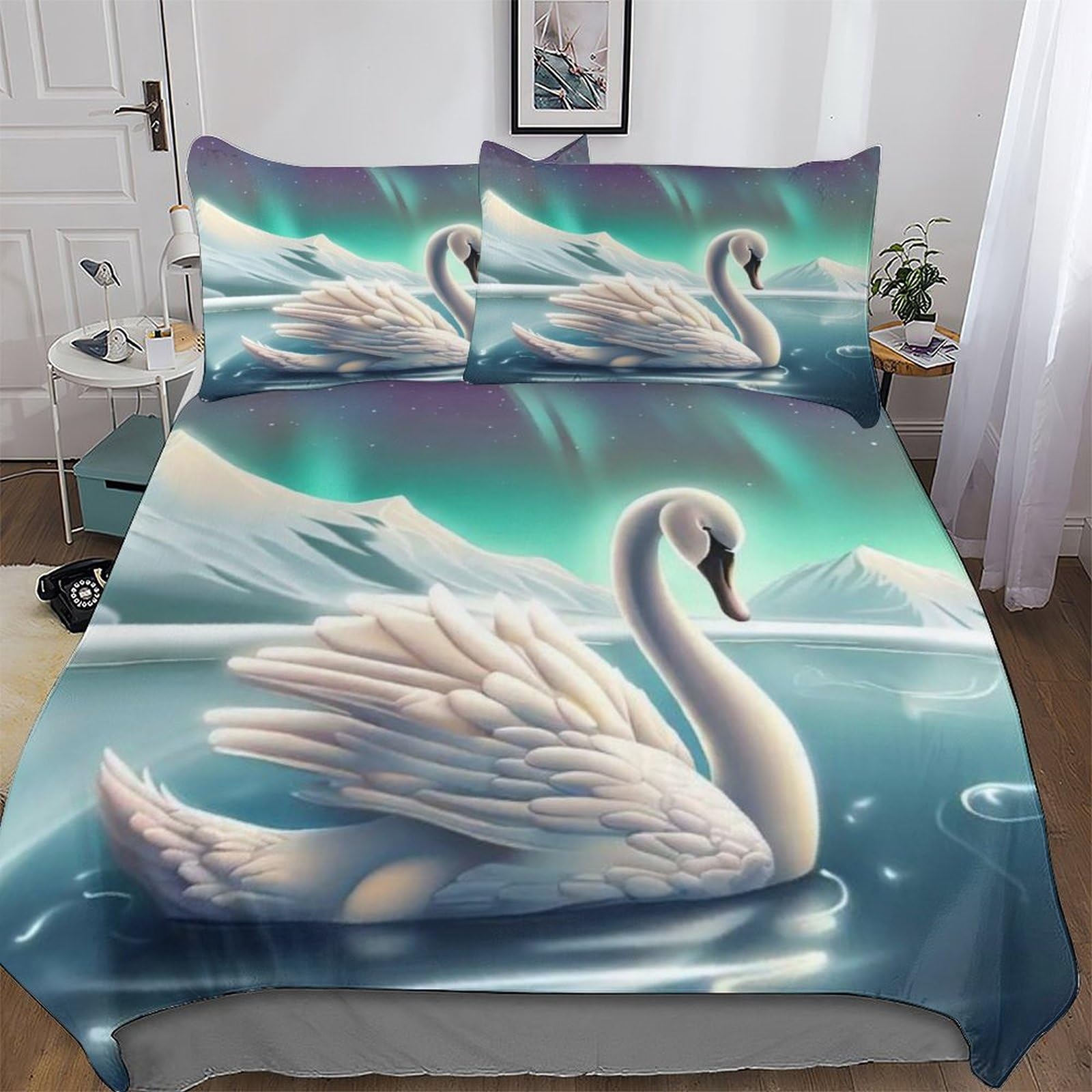 Housse de couette cygne en microfibre supérieure king size 220x240cm