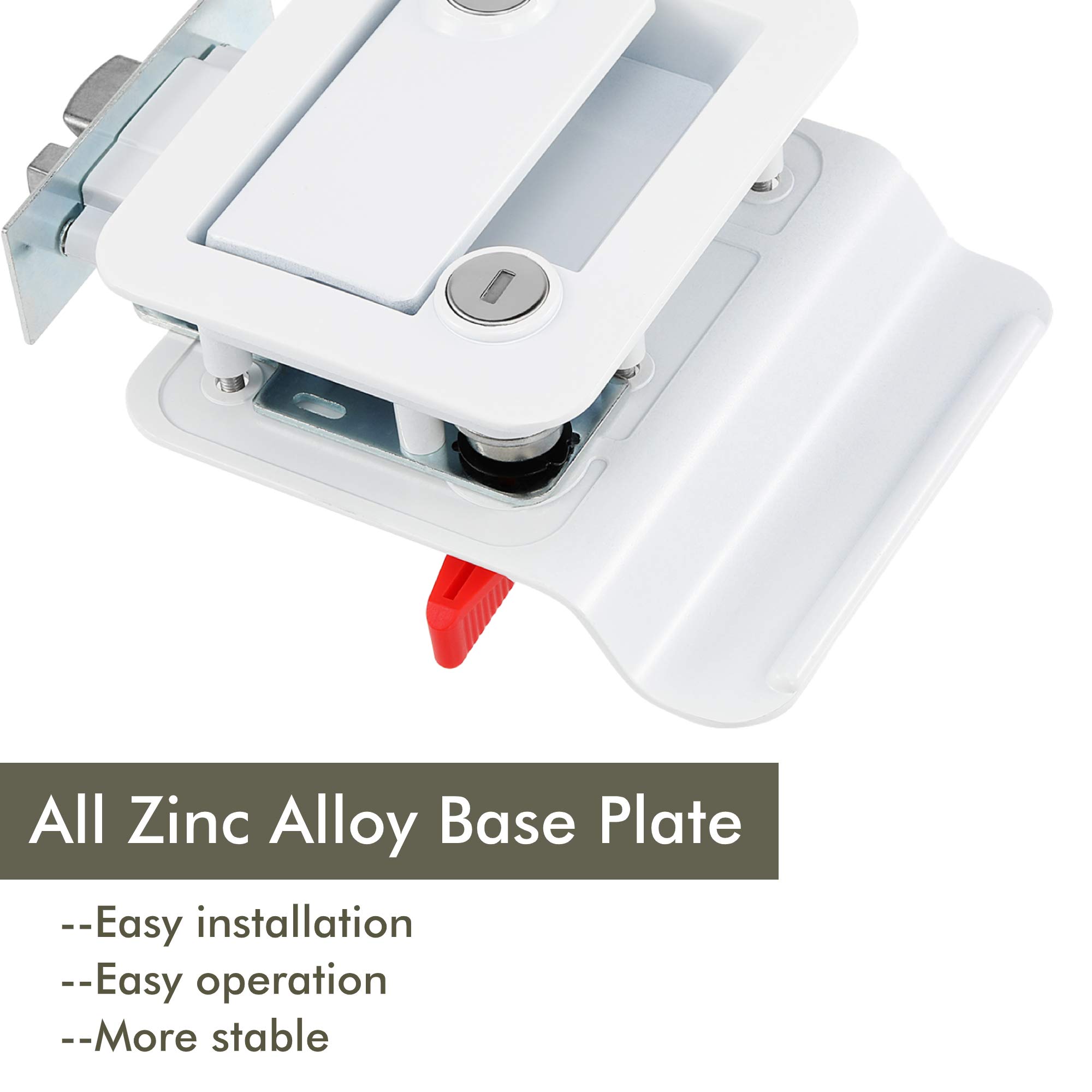 Kohree RV Entry Door Lock Latch Handle with Paddle Deadbolt, Polar