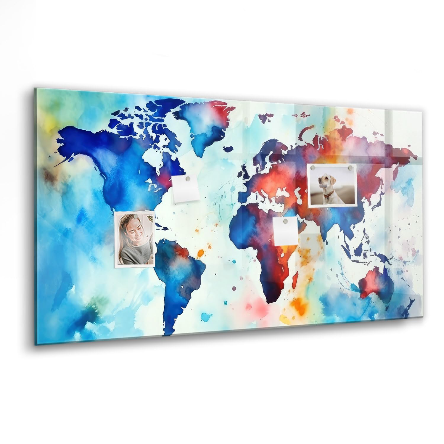 Tableau magnétique en verre tableau blanc effaçable 120x60cm carte peinte décorative - 7