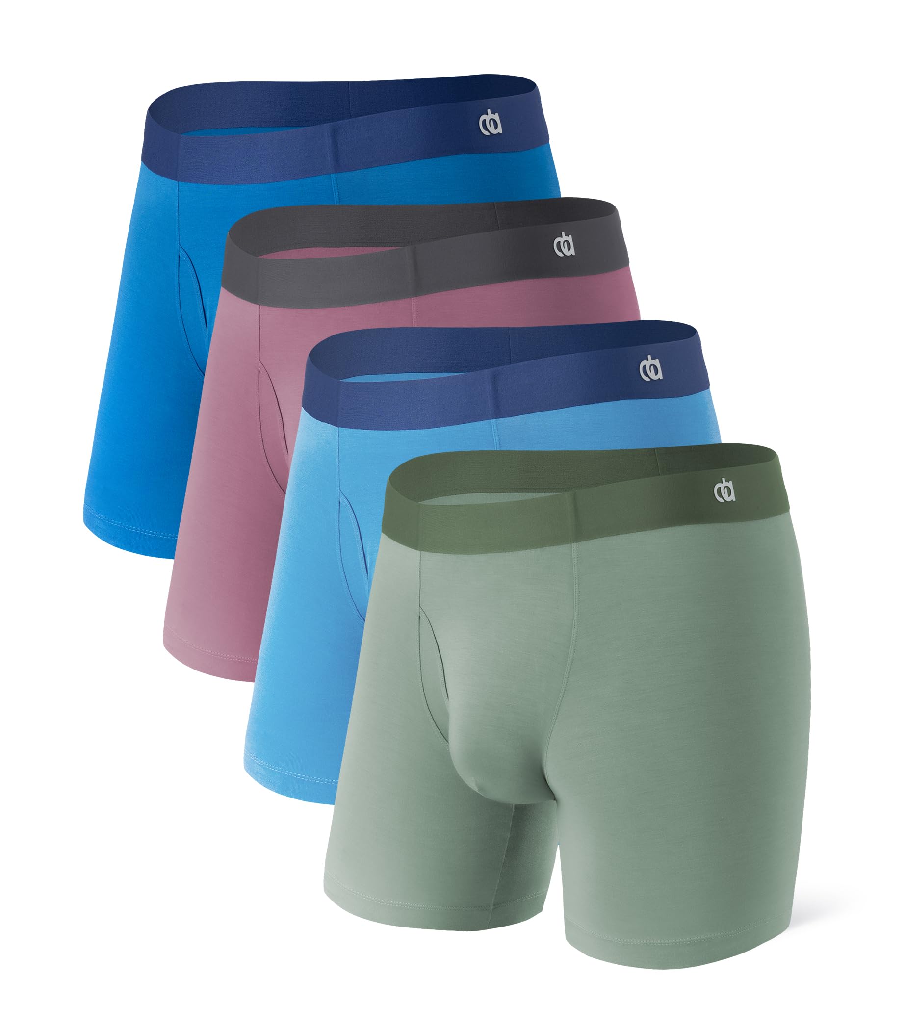 DAVID ARCHY Paquete de 4 calzoncillos tipo bóxer de rayón hechos de bambú para hombre, cintura de sensación de desnudo, ropa interior con control de olores con bragueta