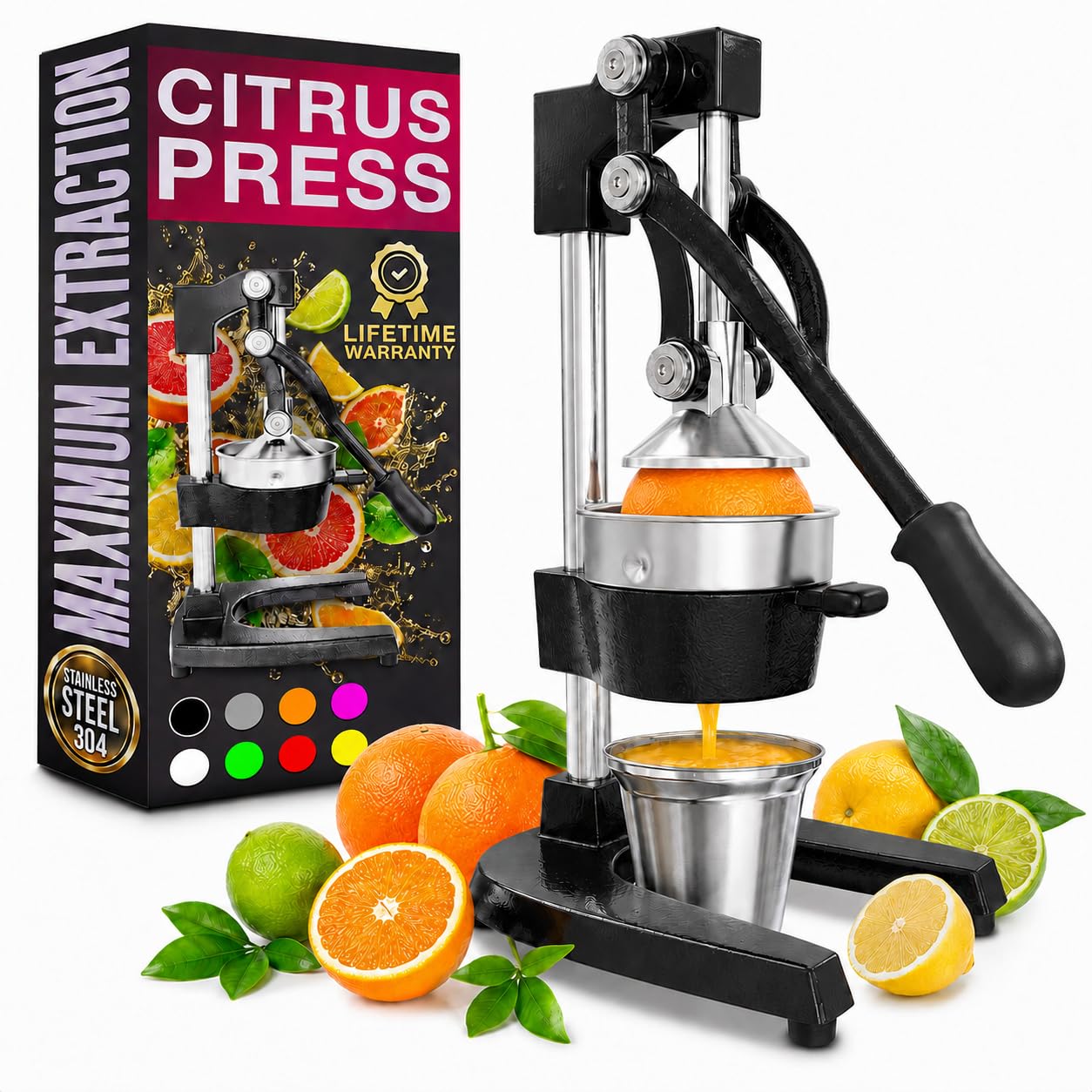 Cast Iron Juicer Hand Press, Manual Juicer, Heavy-Duty Squeezer