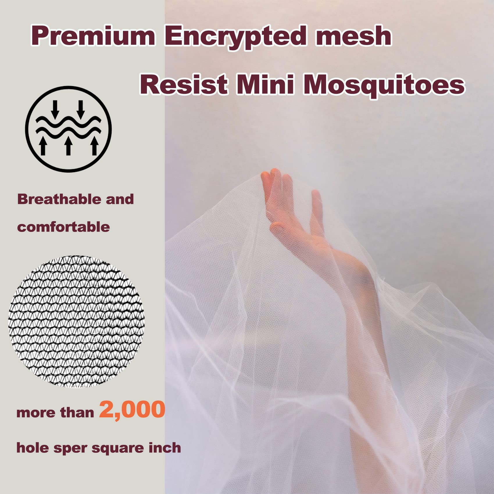 Buy NoSeeUm mesh Square Mosquito Net for Queen Size Bed 2 Openings