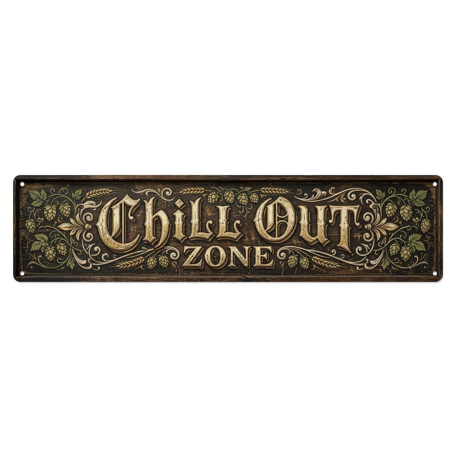 Chill Out Zone Rustic Tavern Metal Tin Skinny Sign Plaque Wall Decor for Cafe, Club Bar, Office, Home Garden Metal Poster 4x16Inch