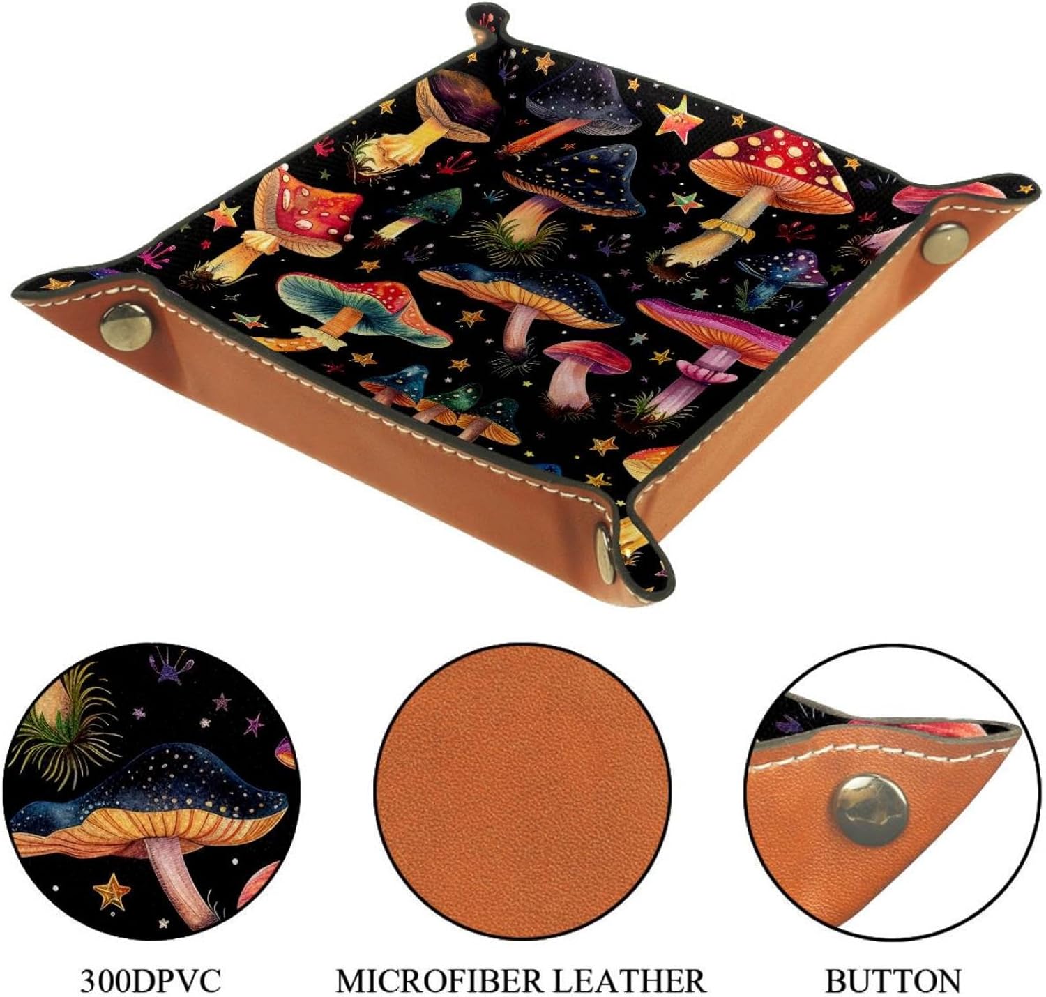 Colorful Mushroom Dice Tray Dice Rolling Tray Folding Dice Holder for Dice Games, Like RPG, DND and Other Table Games
