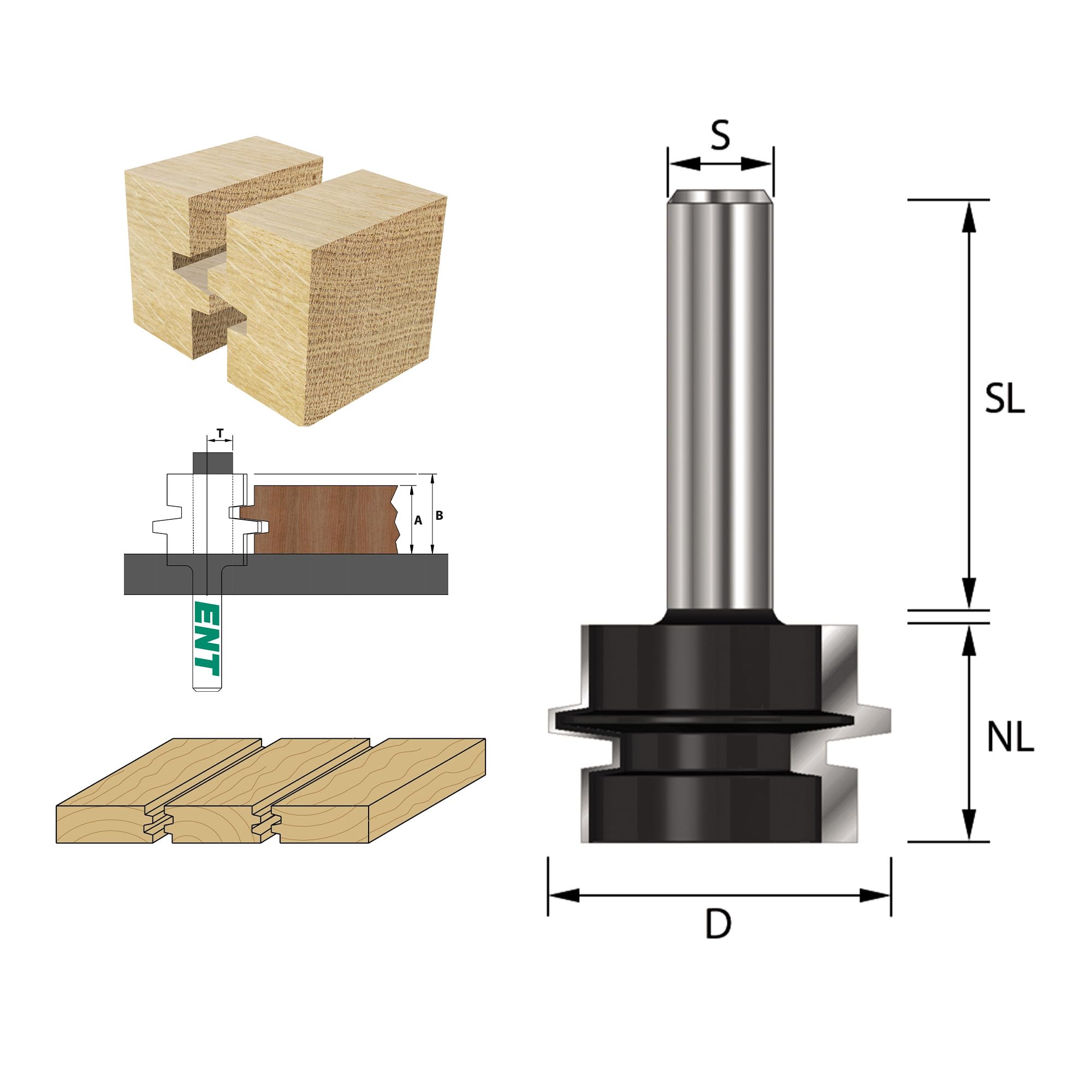 ENT 16430 Frez do klejenia w wegliku, trzpien (S) 8 mm, srednica (D) 30,2 mm, NL 25,4 mm, SL 32 mm