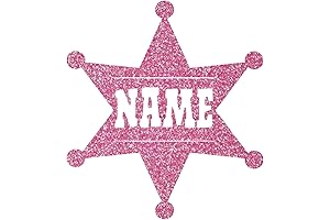 Personalized Flamingo Pink Glitter Sheriff Badge Decal