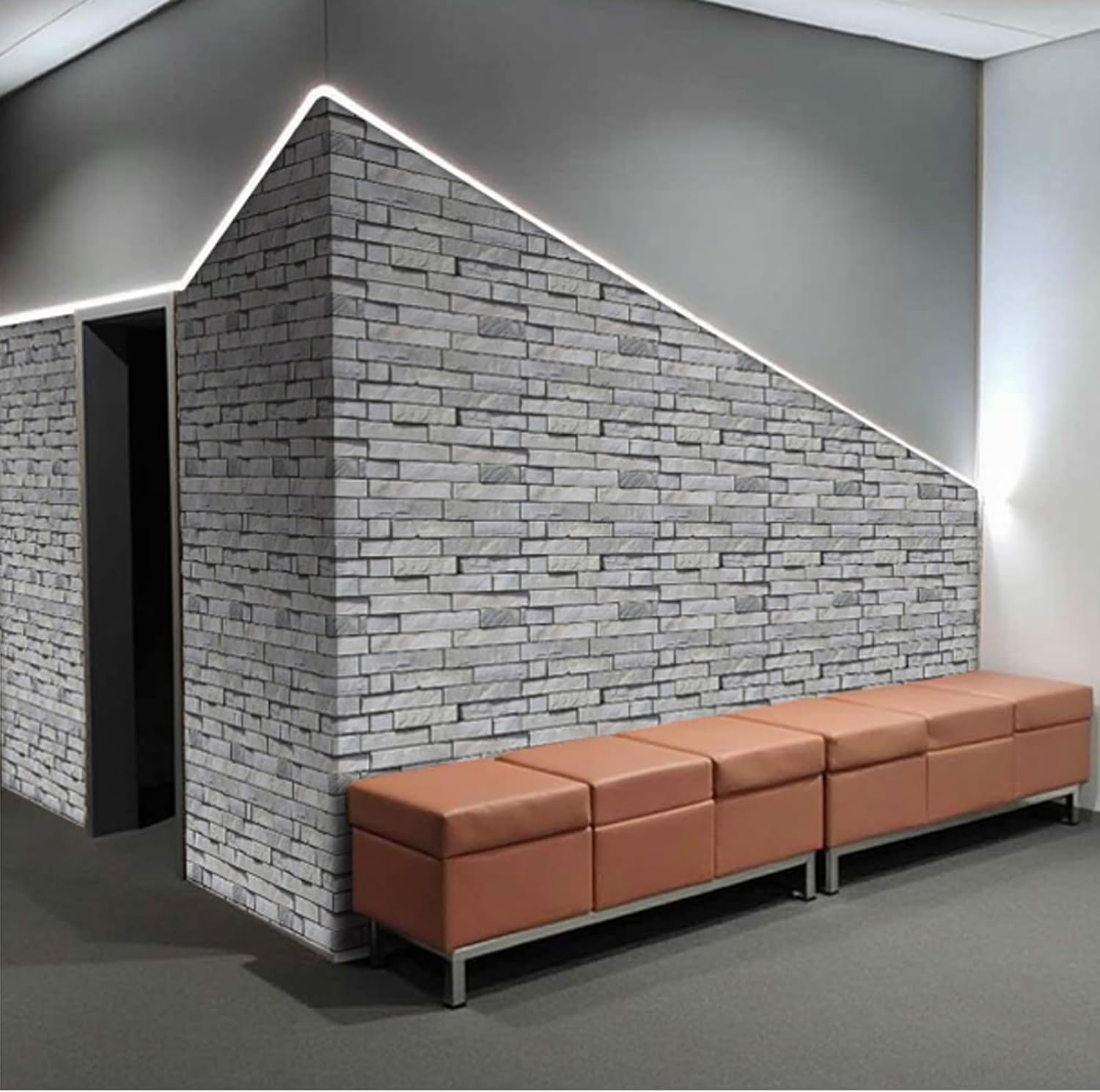 3D Panels Peel and Stick,Faux Brick Wall Panel,Self Adhesive Waterproof PVC for Games Rooms,Offices,Hotels,Living Rooms,bedrooms and Kitchens.10 Pieces 30 x 30 cm.(Gray)