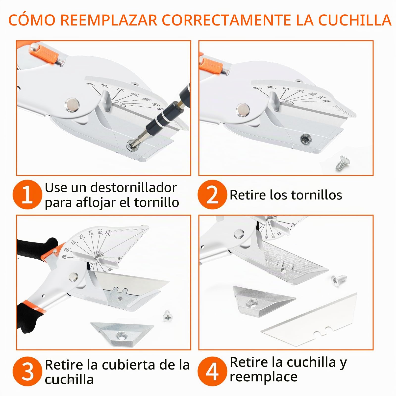 FLORA GUARD - Tijeras de inglete para corte preciso en plástico, goma y madera, ajustables de 45 a 135 grados, con 10 cuchillas de repuesto