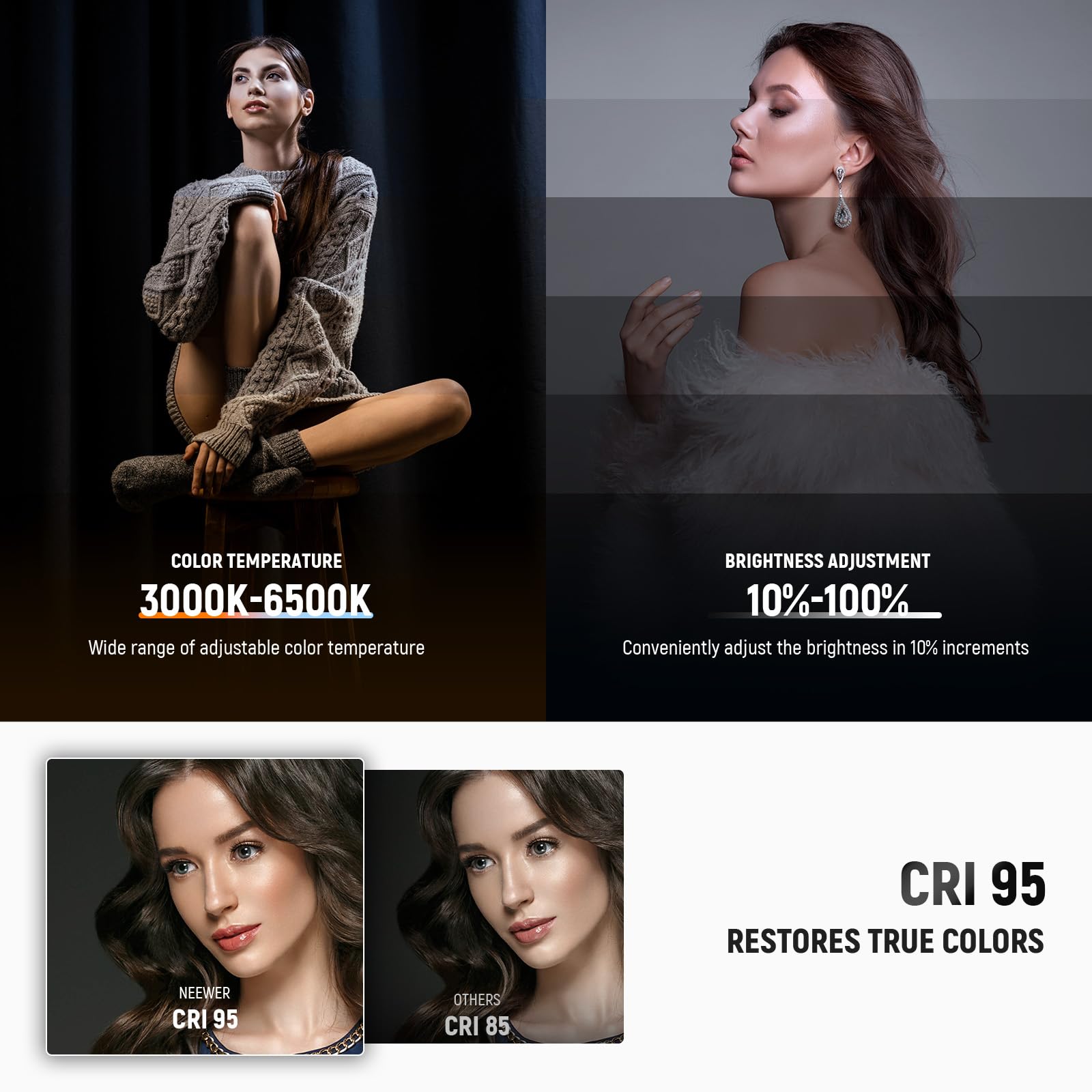 NEEWER ENTRY LEVEL VERSION 4W Overhead Desk Stand Phone Mount Foldable with LED Light/Remote/Phone Holder for Selfie Video Recording Stream, 990lx/0.3m 3 Modes CRI80 1000mAh Rechargeable Portable,: R18