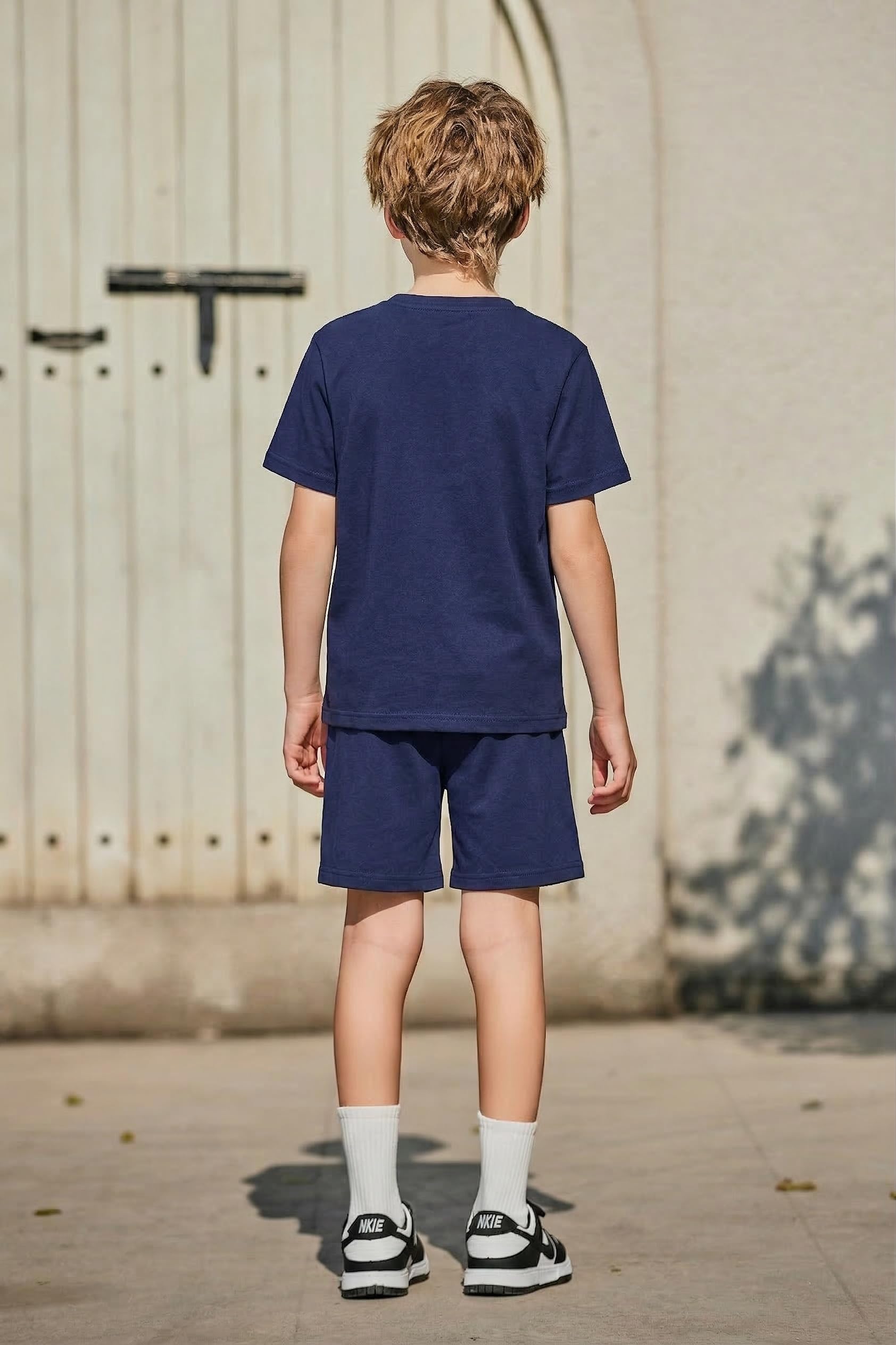 Arshiner Ensemble t-shirt d'été court pour garçon - Tenue de loisirs - Bloc de couleurs - Ensemble de vêtements tendance pour garçons de 6 à 14 ans