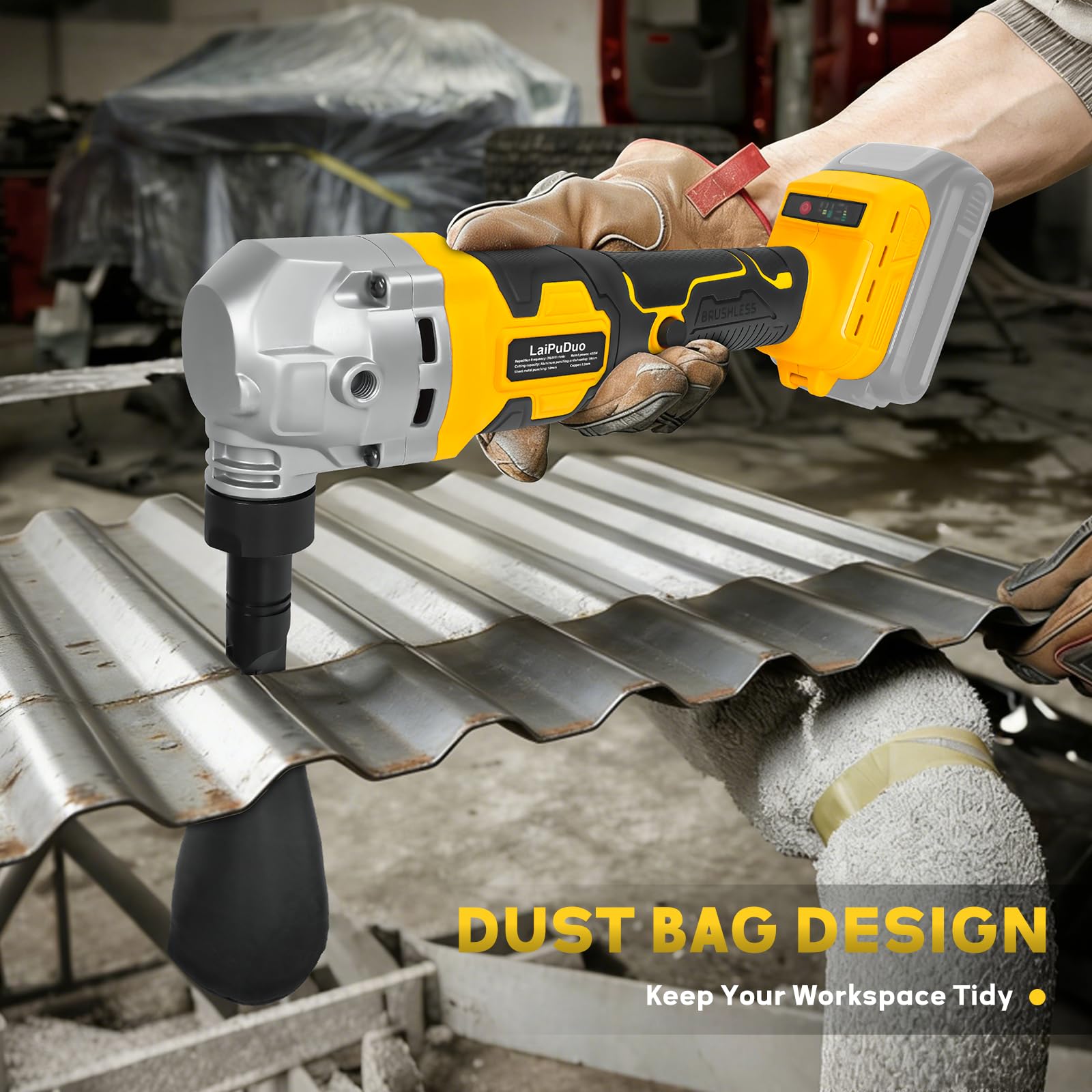 Grignoteuse en métal sans fil pour batterie DeWalt 20 V, grignoteuse sans balais avec 3 vitesses, grignoteuse électrique en acier pour acier inoxydable, aluminium, 30 000 tr/min, sacs poussiéreux, 2
