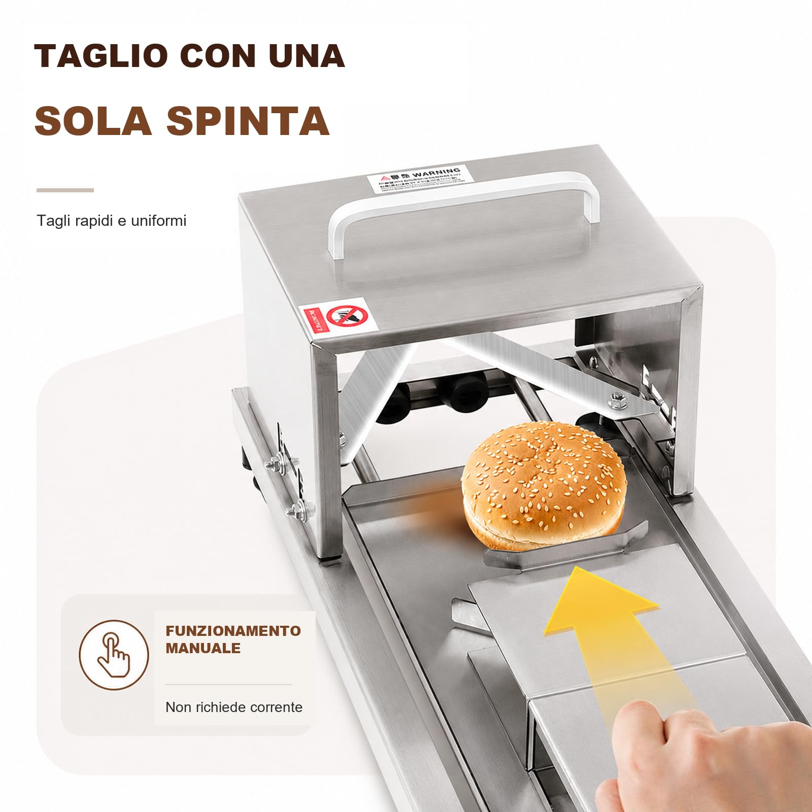 Tagliapane Manuale per Panini Hamburger 450-720 pz/h, Acciaio Inox