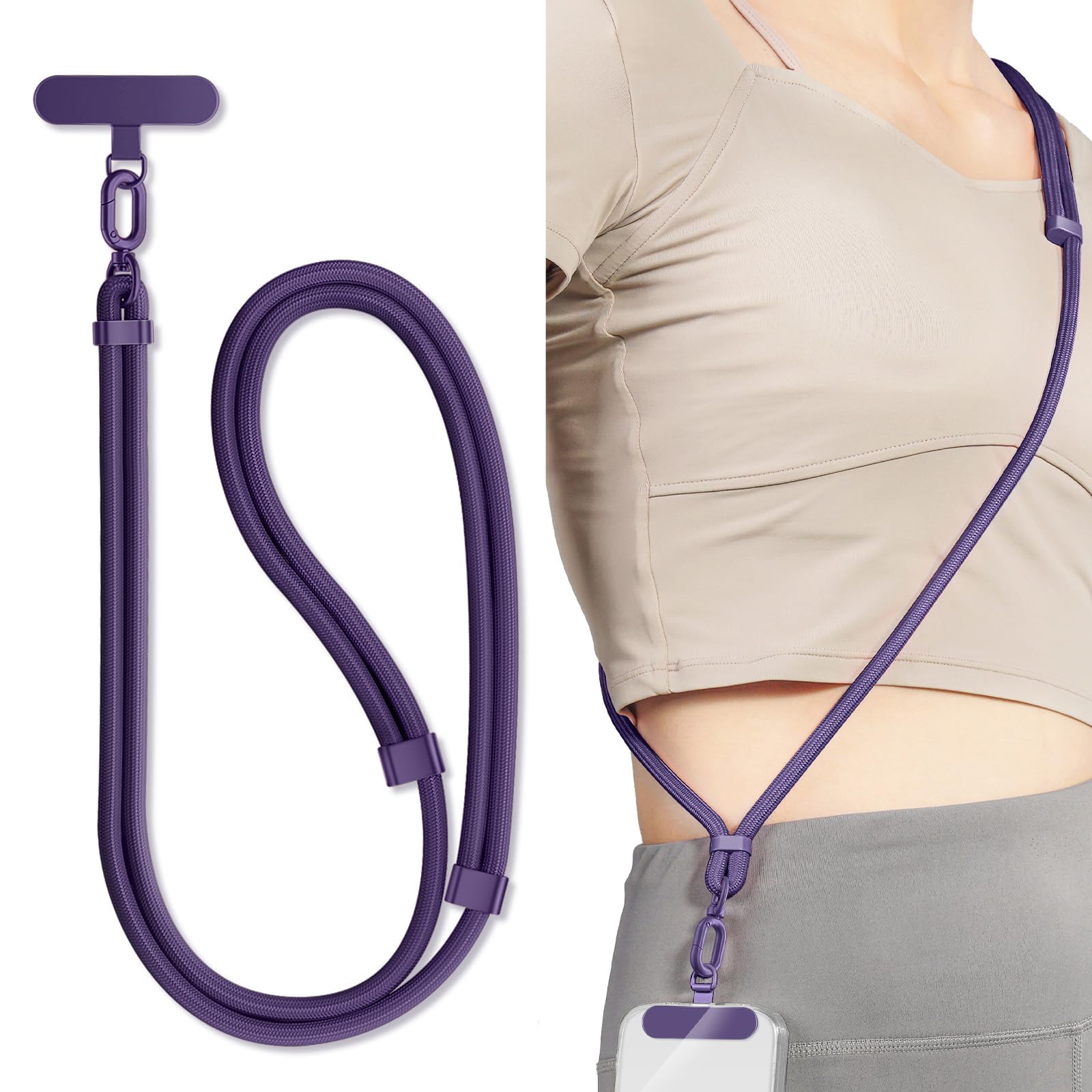 XCHKRM Adjustable Anti-Theft Phone Lanyard - Universal Crossbody Strap with 1 Phone tether Tab for All Cell Phones & Keys