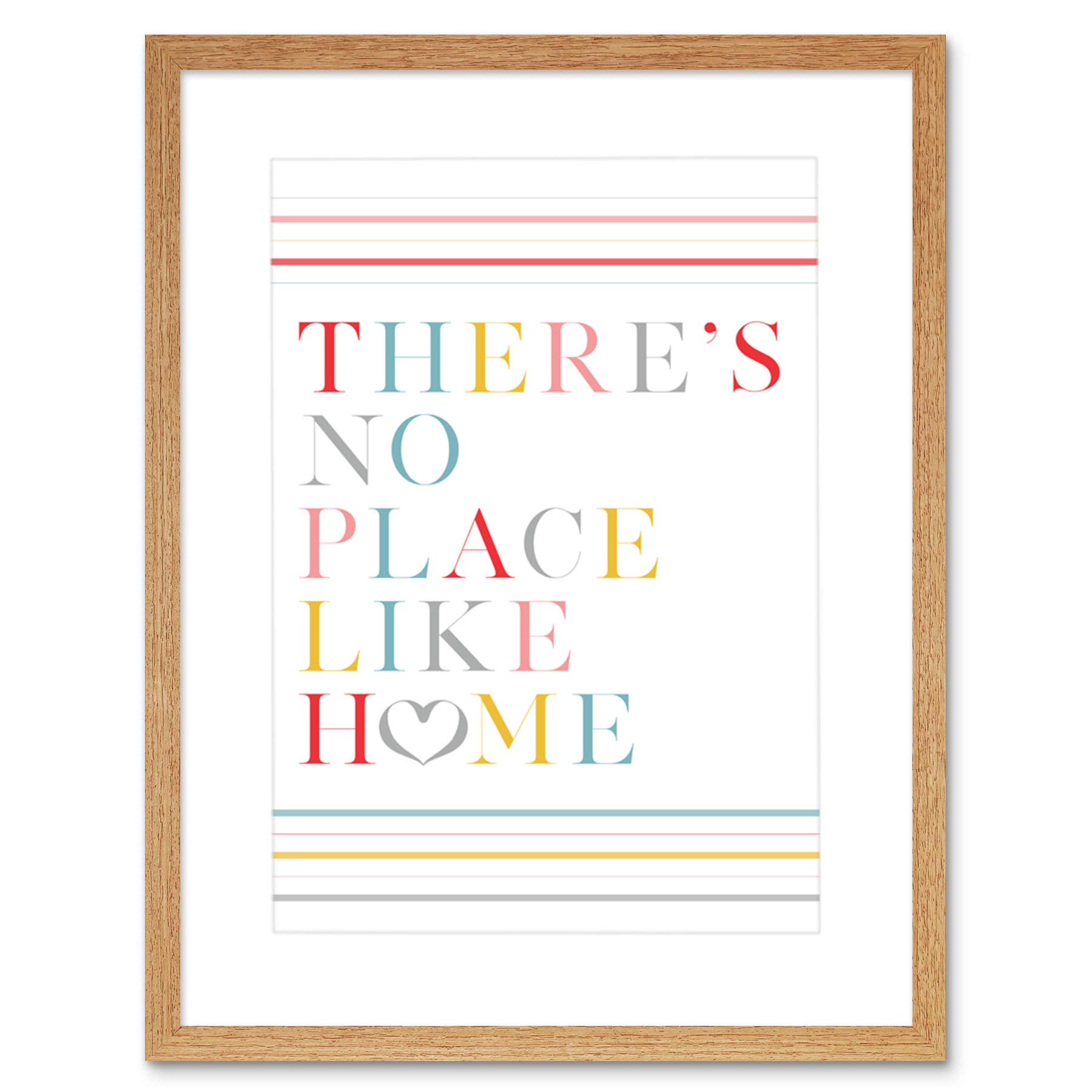 Wee Blue Coo No Place Like Home Love Heart Quote Artwork Framed Wall Art Print 12X16 Inch