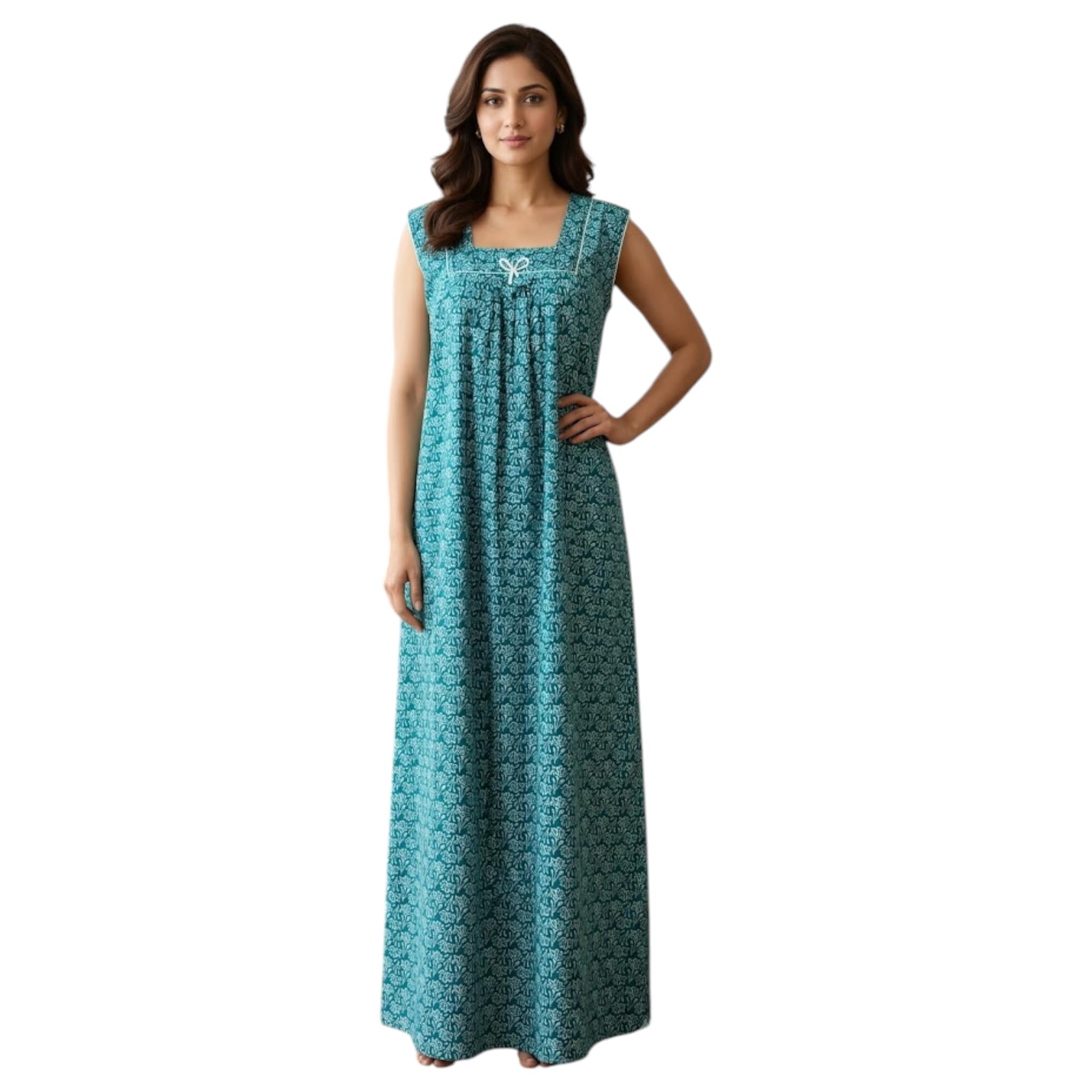 fabimi Women's Sleeveless Cotton Nighty 2XL Size|Sixty Length 60"|Shoulder 17" Chest 48"|Comfortable Sleepwear for Women-picture-19