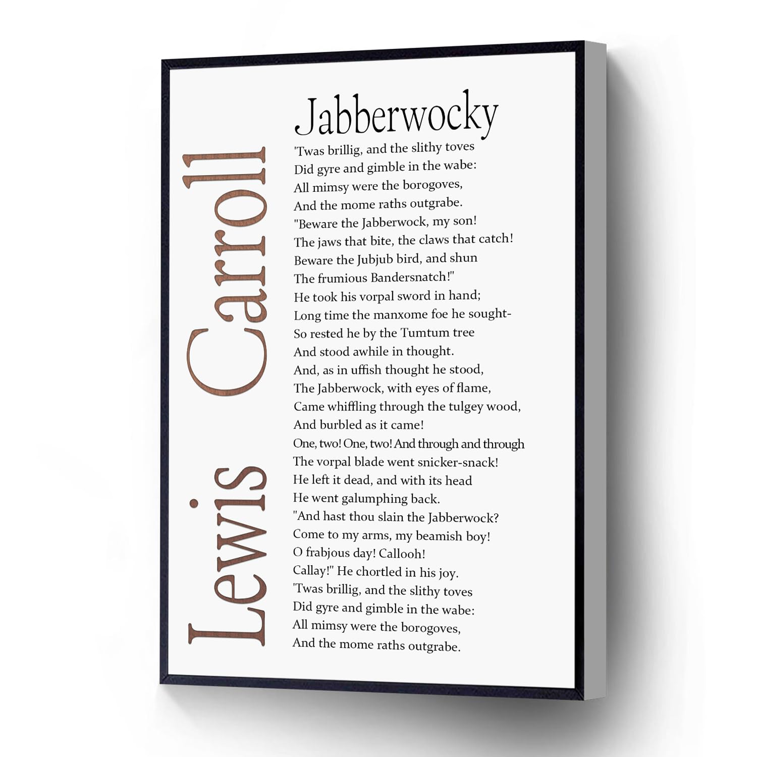 - Jabberwocky Poem Modern Canvas Wall Art Lewis Carroll Literary Poster Minimalist Style Prints For Living Room Bedroom Office School Wall Decor Ready To Hang(Wood Framed 8" X 10")
