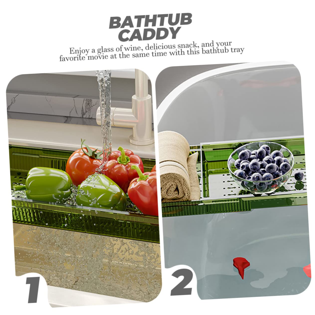 Alipis Bandeja Expandible para Bañera Multifuncional Soporte Antideslizante para Móvil y Tablet Estante Ajustable para Baño y Relax