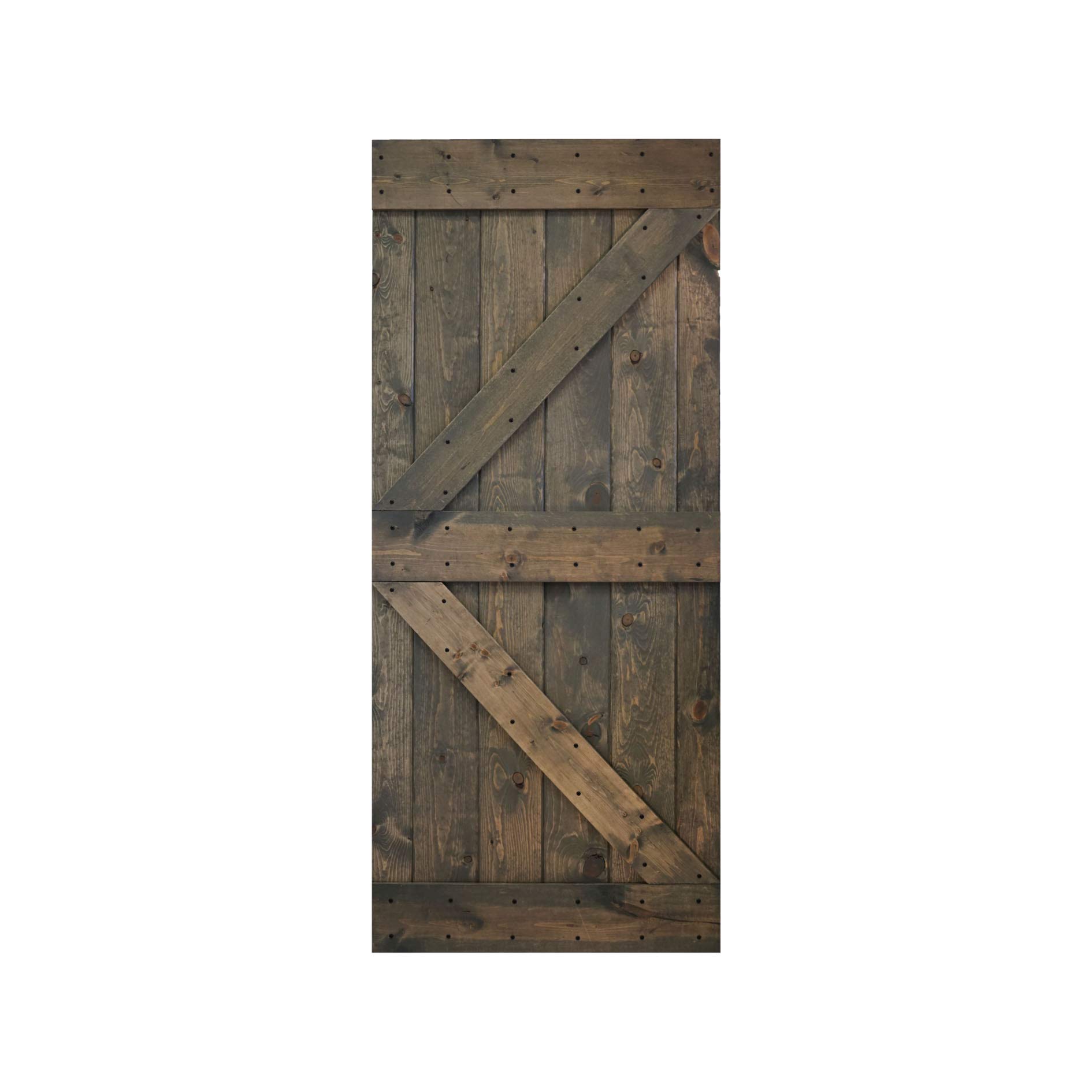 COAST SEQUOIA 24in/30in/36in/38in/42inX84in K Series DIY Solid Interior Knotty Wood Painted Barn Door without Hardware Kit (Aged Barrel, 36 in x 84 in)
