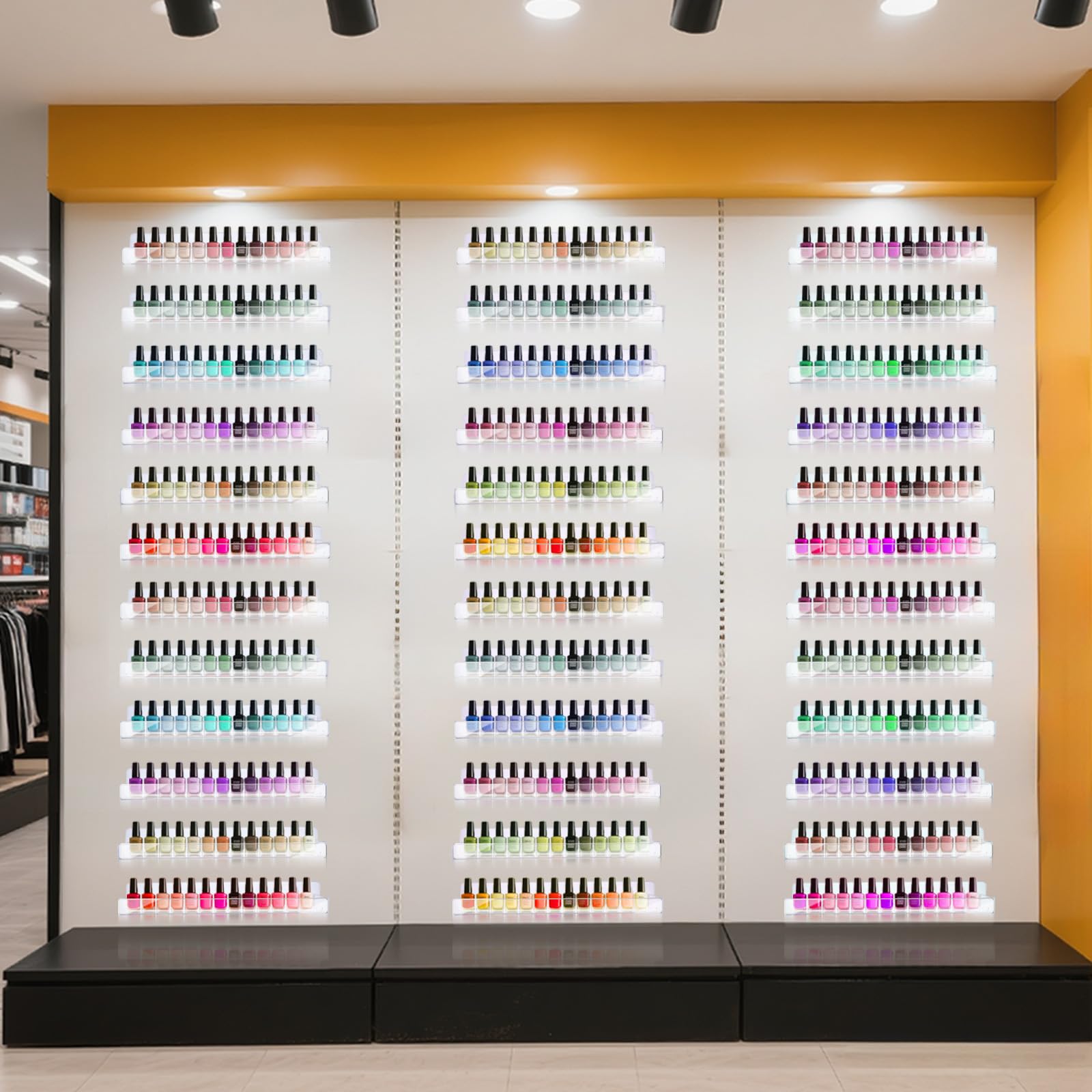 Estante de exhibición de esmalte de uñas acrílico, organizador de montaje en pared (6, transparente) 5