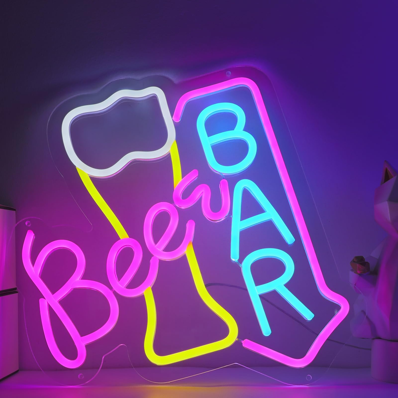 ENUOLI Beer Bar Neon Sign - Dimmable LED Light USB Powered Neon Lights Unique Beer Decor Light up for Home Man Cave Pub Party Club Restaurant Hotel Martini Bar — image 1