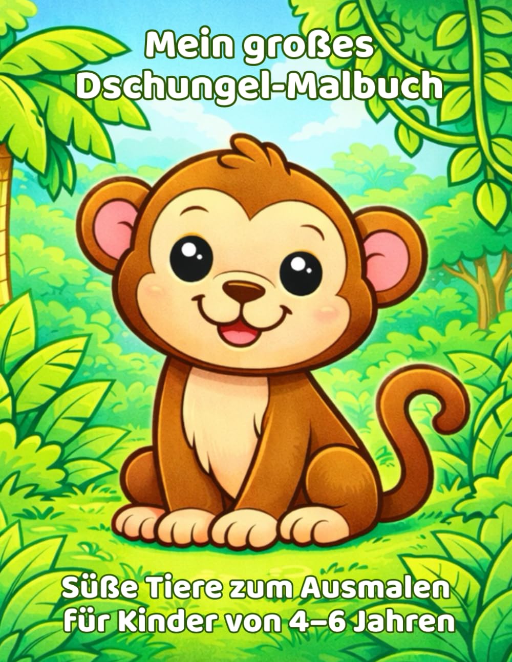 Mein großes Dschungel - Malbuch: Süße Tiere zum ausmalen für Kinder von 4 - 6 Jahren