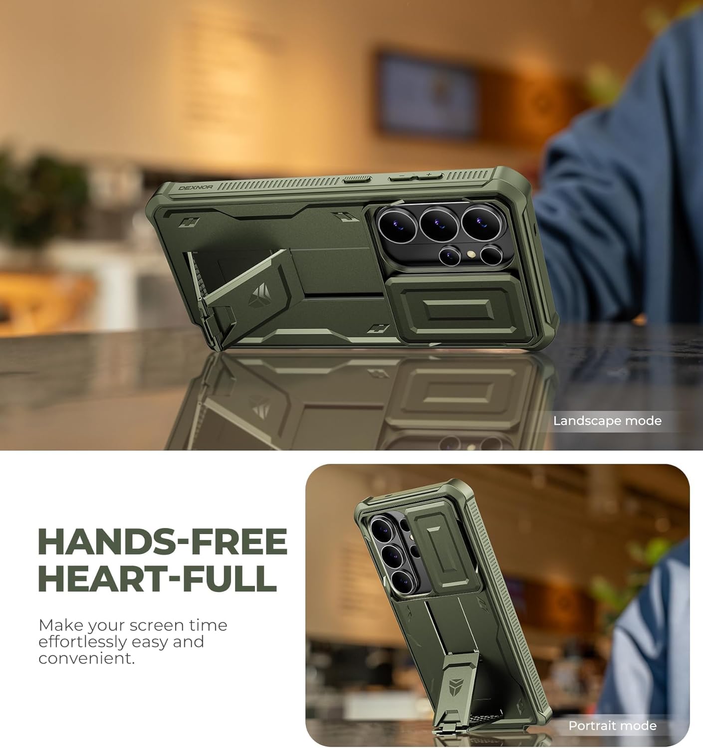 Dexnor for Samsung Galaxy S26 Ultra Case with Upgraded Slide Camera Cover & 2 Front Frames & Built-in Screen Protector & Kickstand, Heavy-Duty Rugged Case Full-Body Protective Cover(2026),Army Green