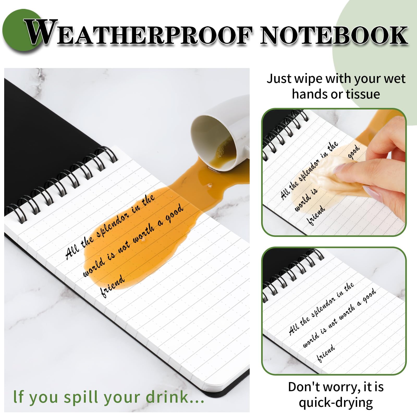 Waterproof Notebook, 8 Pack Top-Spiral Pocket Djibouti