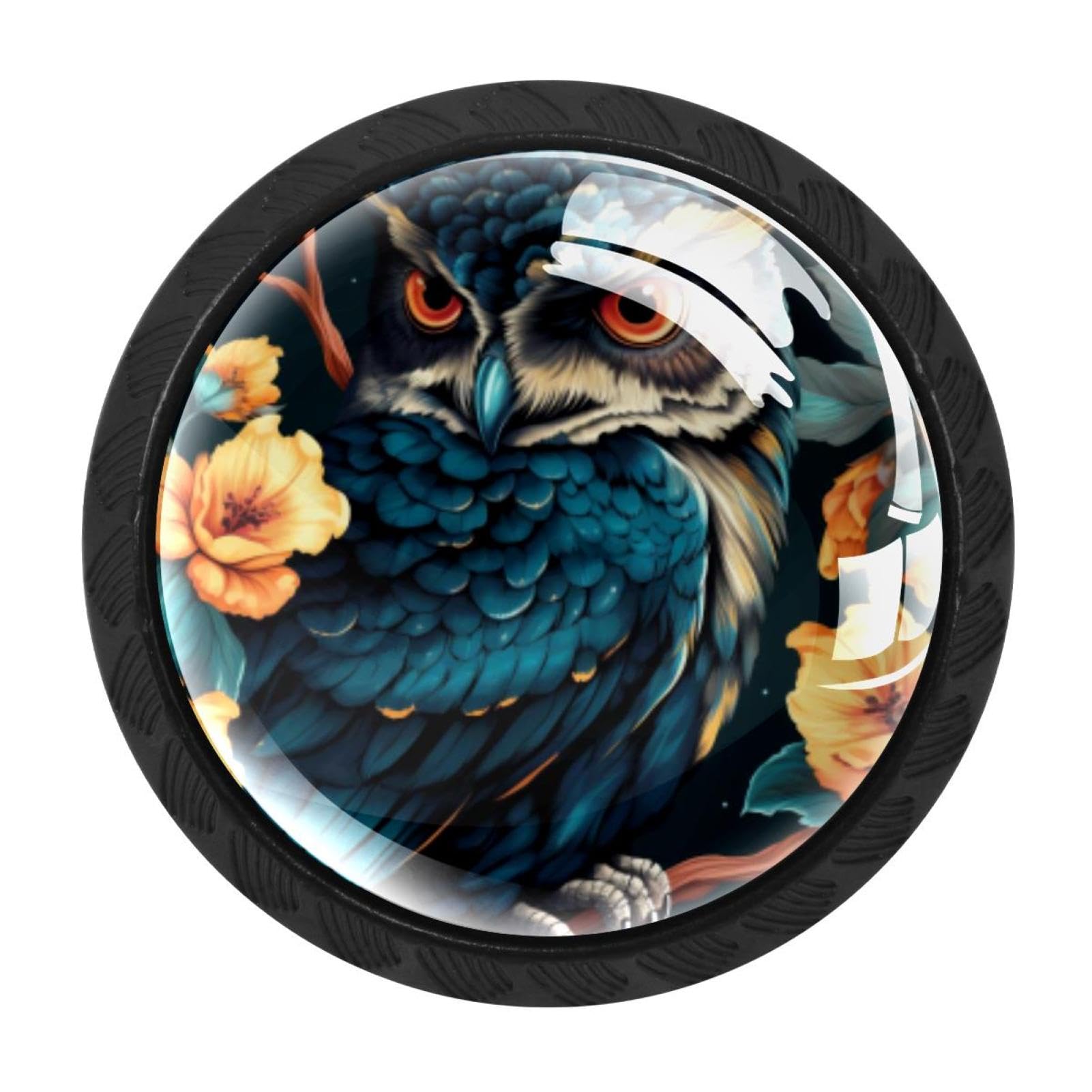 CHENZZZZ Owl Drawer Knobs Pull Handle Crystal Glass Circle Shape Cabinet Drawer Pulls Cupboard Knobs with Screws for Kitchen Cupboard Dresser Wardrobe etc