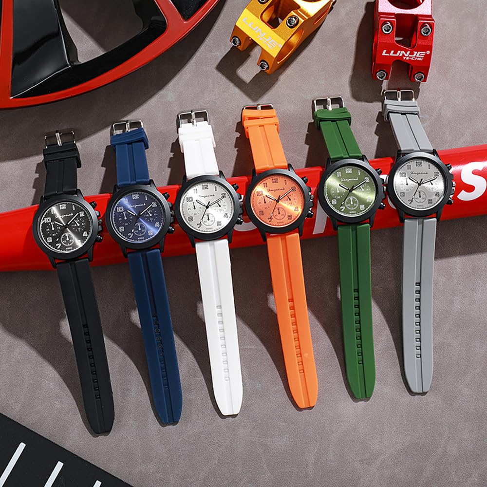 Weicam 6 Pcs Wholesale Watches Unisex Simple Silicone Band Analog Quartz Wristwatches Sport Watch