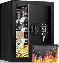 Groß Safe Tresor Feuerfest für Zuhause, mit feuerfester Tasche, 82L Digitaler Tresor mit Herausnehmbares Regal und Alarmanlage, Heimsafeschrank Aufbewahrung von Geld, Dokumente, Medikamenten