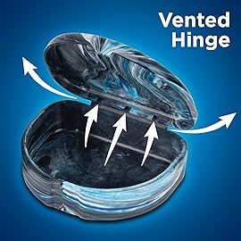 Practicon Marble Retainer Cases, Orthodontic Aligner Case, Mouth Guard Holder (3 Pack) (Black & Blue)