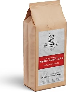 Whiskey Barrel Aged Coffee - Medium/Light Roast by The Pawfect Brew - Specialty Grade, Freshly Roasted to Order - 25% of Profits Donated to Animal Rescue Whole Bean 12oz