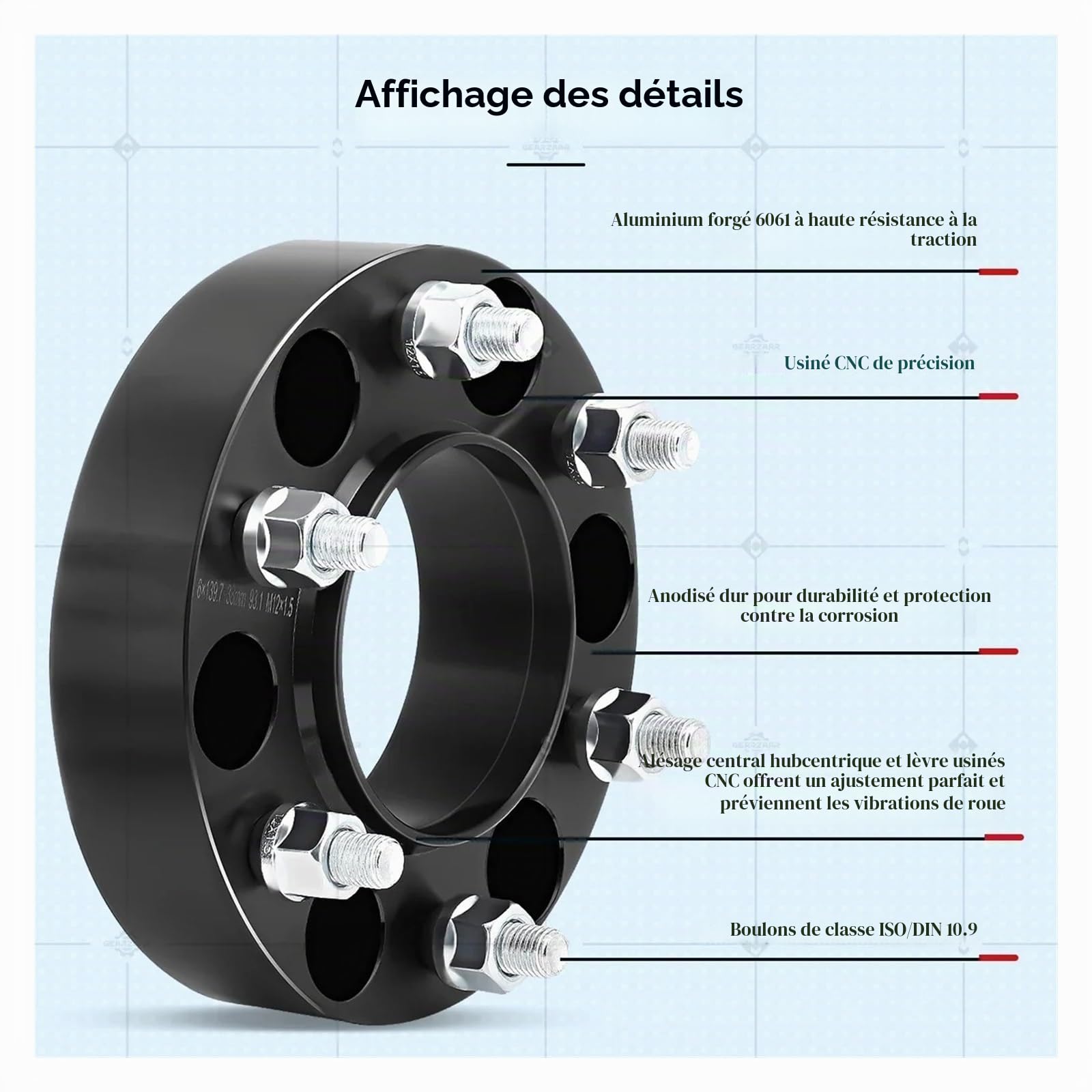 Élargisseurs De Voie en pour Ford pour Ranger Tous Les Modèles Kit D'entretoises 38 Mm Et Boulons 6x139,7 Alliage Boulonné 93,1 Entretoises Roue 4 Pièces Élargisseurs De Voie