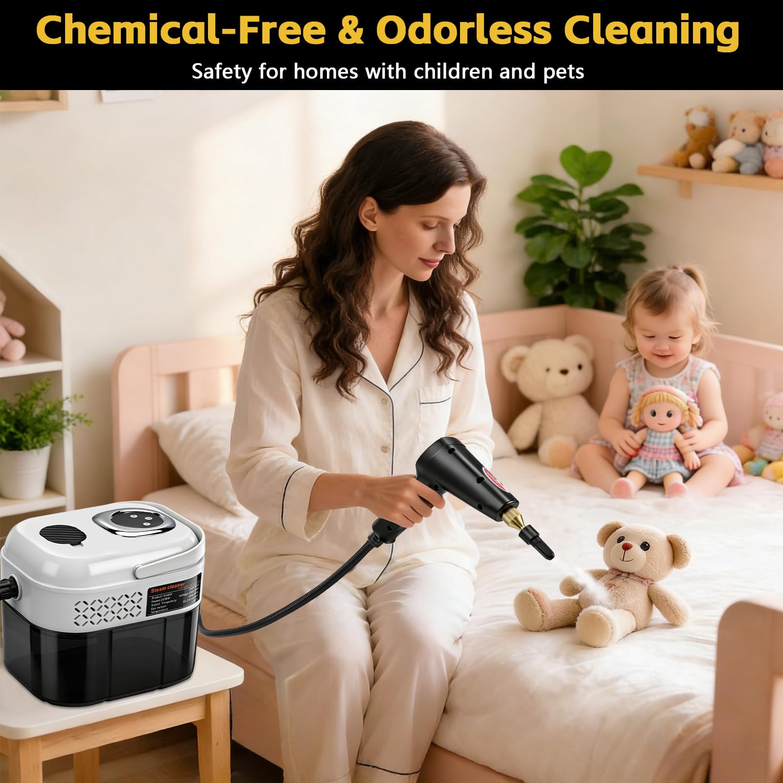 Limpiadores a Vapor Portátiles de Alta Temperatura y Presión de 2500 W | Ajustable 6 Niveles 1700ml, Para Hogar Cocina Baño Coche Suelos Muebles