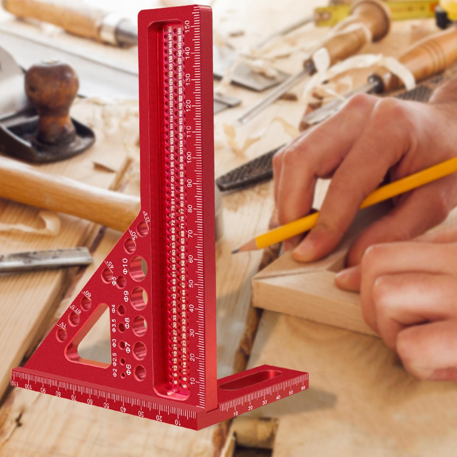 MRKU Righello Triangolare per la Lavorazione del Legno, Squadra di misurazione 3D in Alluminio, goniometro per Utensili