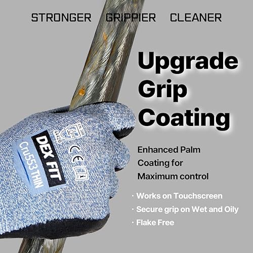 Miniatura 3 de DEX FIT Guantes A5 Cru553 de precisión resistentes a los cortes delgados, agarre firme, ajuste cómodo 3D, ligeros y duraderos, compatibles con