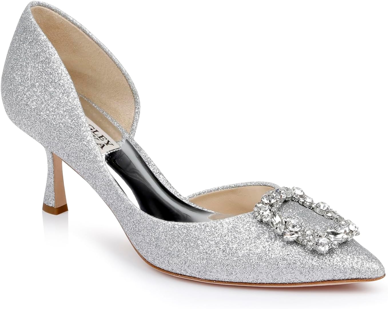 Badgley Mischka Women's Fabia II Kitten Heels with Crystal Buckle