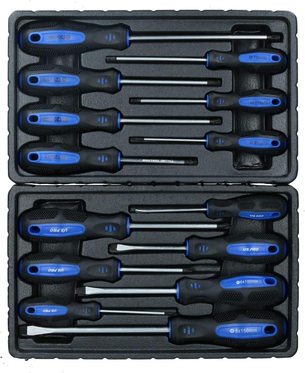 Phillips Flat Headed and Torx Screwdriver Set Magnetic Tips Cushioned Grip 14pc