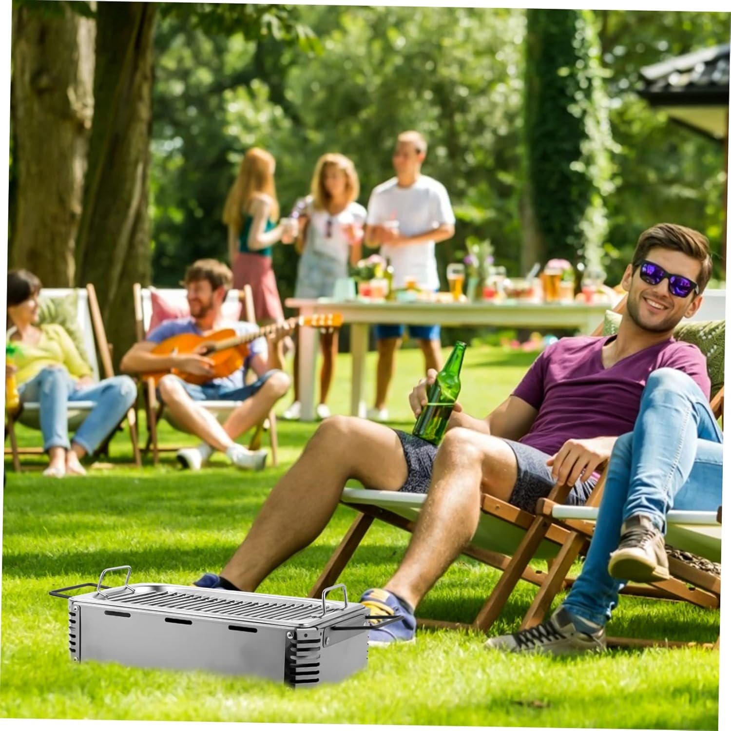 SUPVOX Stainless Steel Commercial Barbecue Grill with Handles for Camping and Outdoor Cooking Resistant Easy to Clean Versatile Barbecue Rack