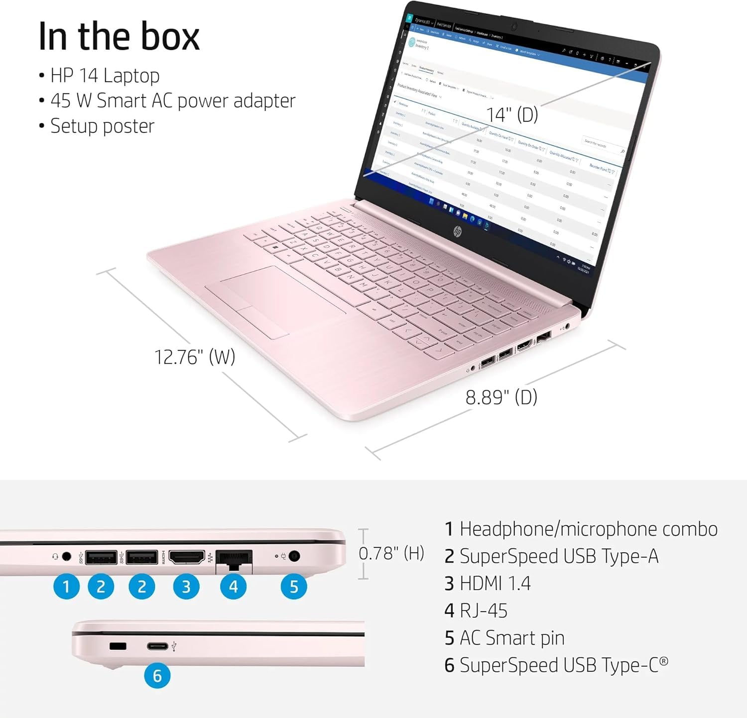 HP 14" Rose Pink Laptop | Thin, Lightweight, & Powerful | 16GB RAM | 512GB External Storage | 64GB Onboard | Free Microsoft 365 | Intel Pentium Core | Windows 11 with Wireless Earbuds