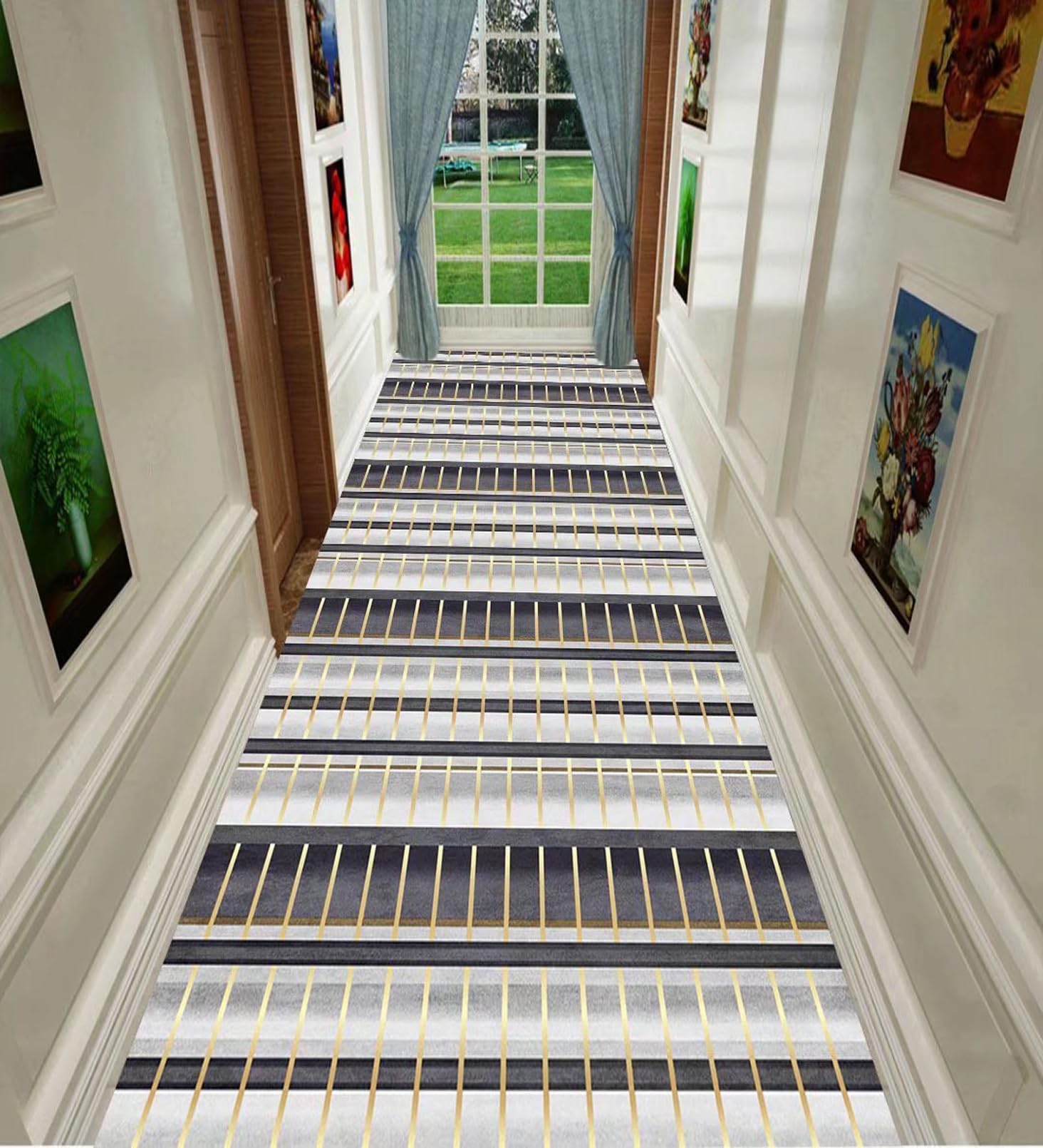 Carpet, Non Slip Geometric Pattern Washable Kitchen Rugs Door Mat Indoor for Balcony Hallway Office Carpet,0.8m x 6m