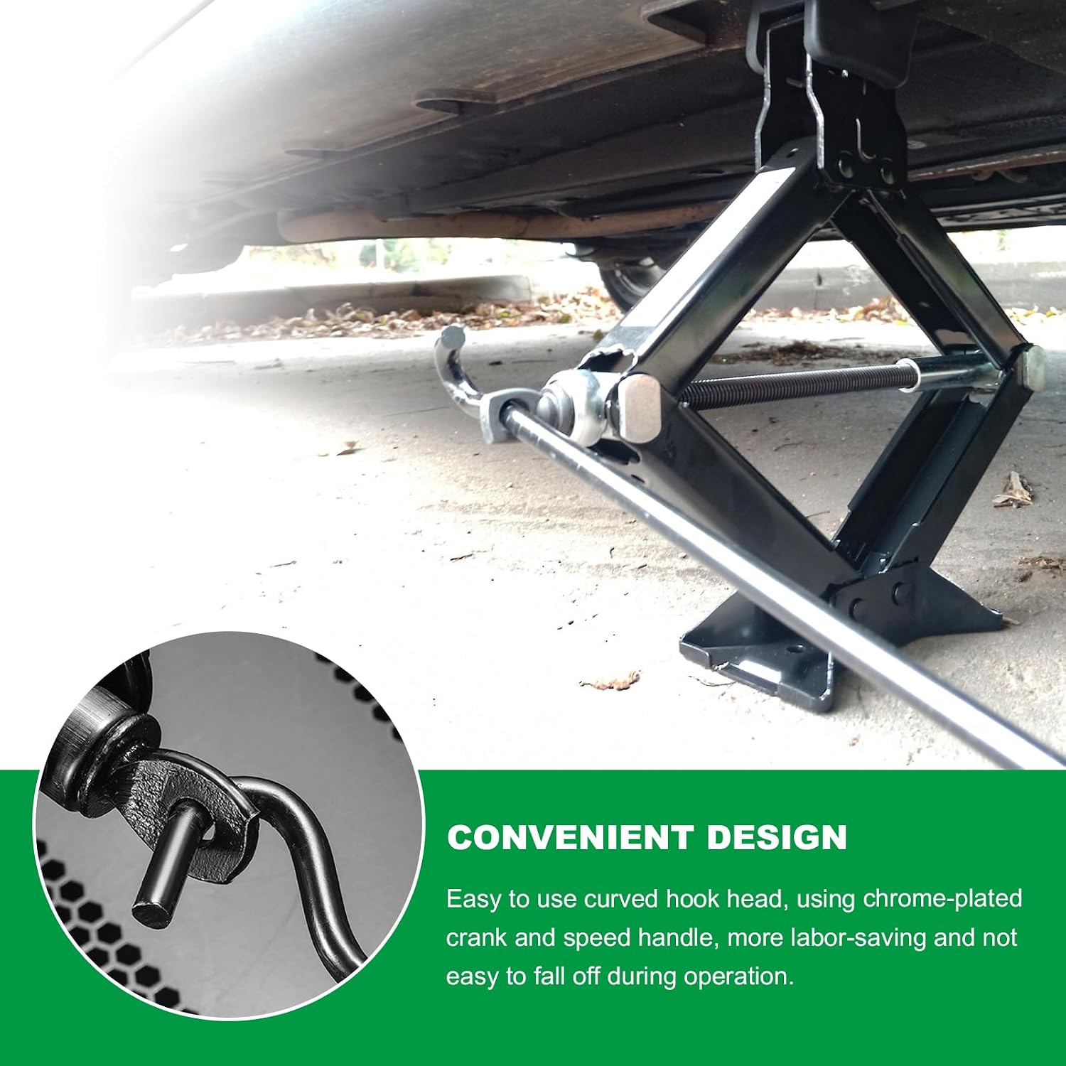 Car Scissor Lift Jack Crank Handle, Metal Auto Tire Wheel Lug Handle Wrench Efficient Lift Tool Replacement, Universal Scissor Jack Hand Crank for Cars Trucks SUVs Trailers (Long)