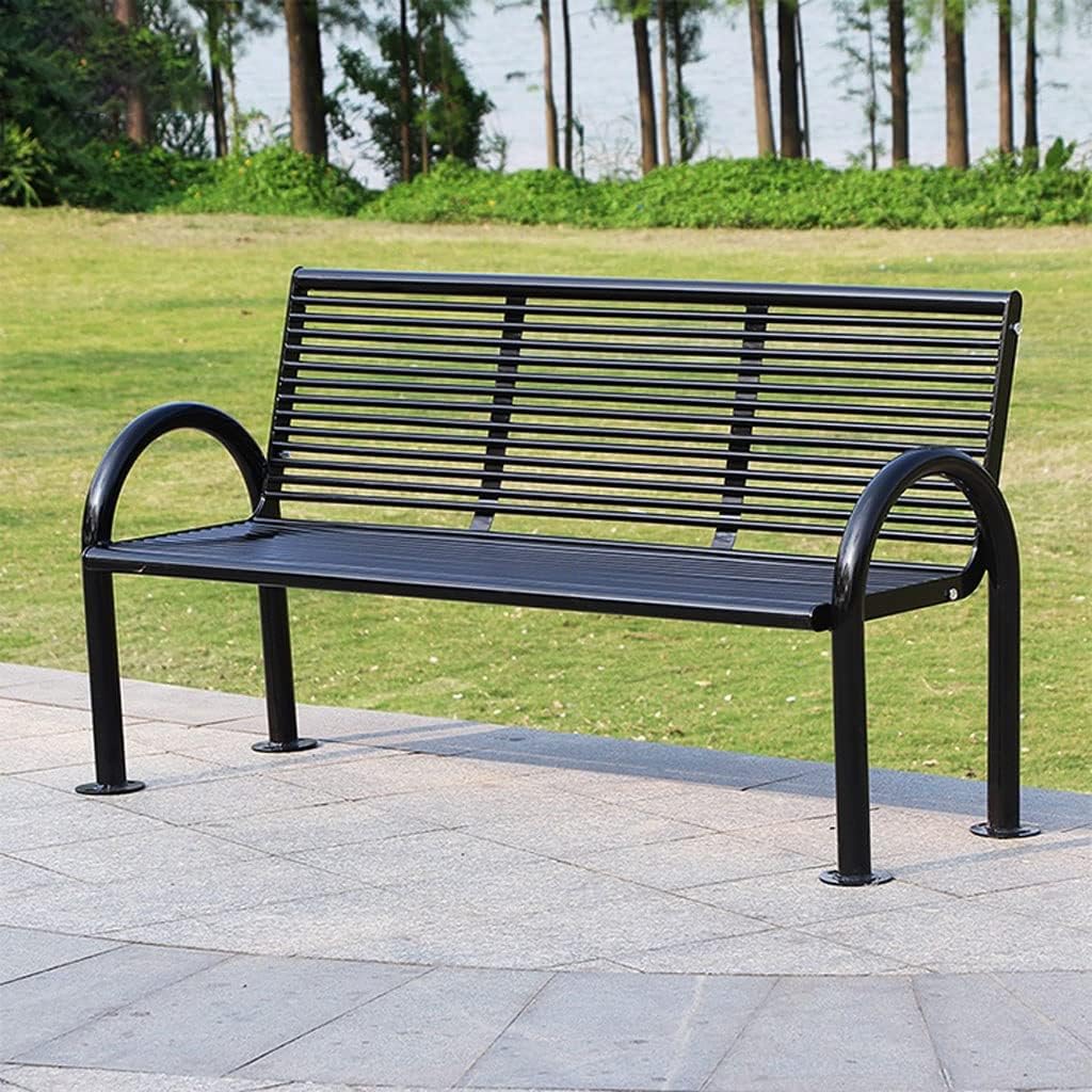 Park Benches Park Back Bench Outdoor Leisure Bench Metal Iron Bench Community Park Viewing Seat Suitable for Courtyard Garden Outdoor Benches(A)