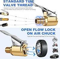 Vista 2 de Mandril de aire de neumático de bloqueo de 2 piezas, adaptador de manguera de inflado de neumáticos de latón, boquilla de neumático con roscas